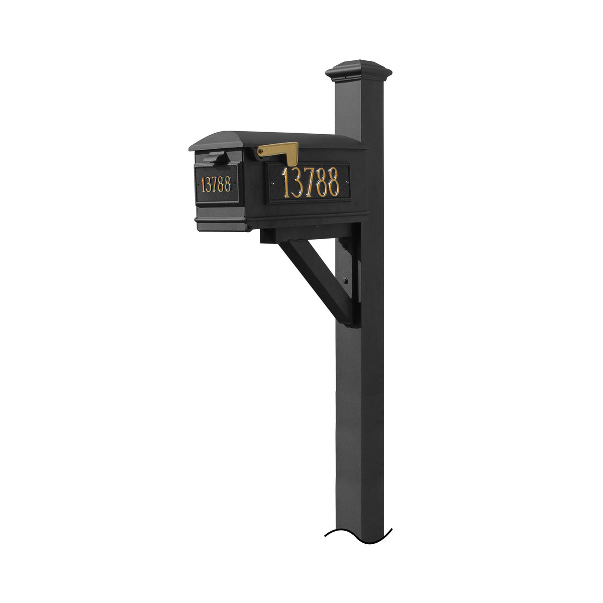 Westhaven System With Lewiston Mailbox, (3 Cast Plates) (No Base) Pyramid Finial In (Black)