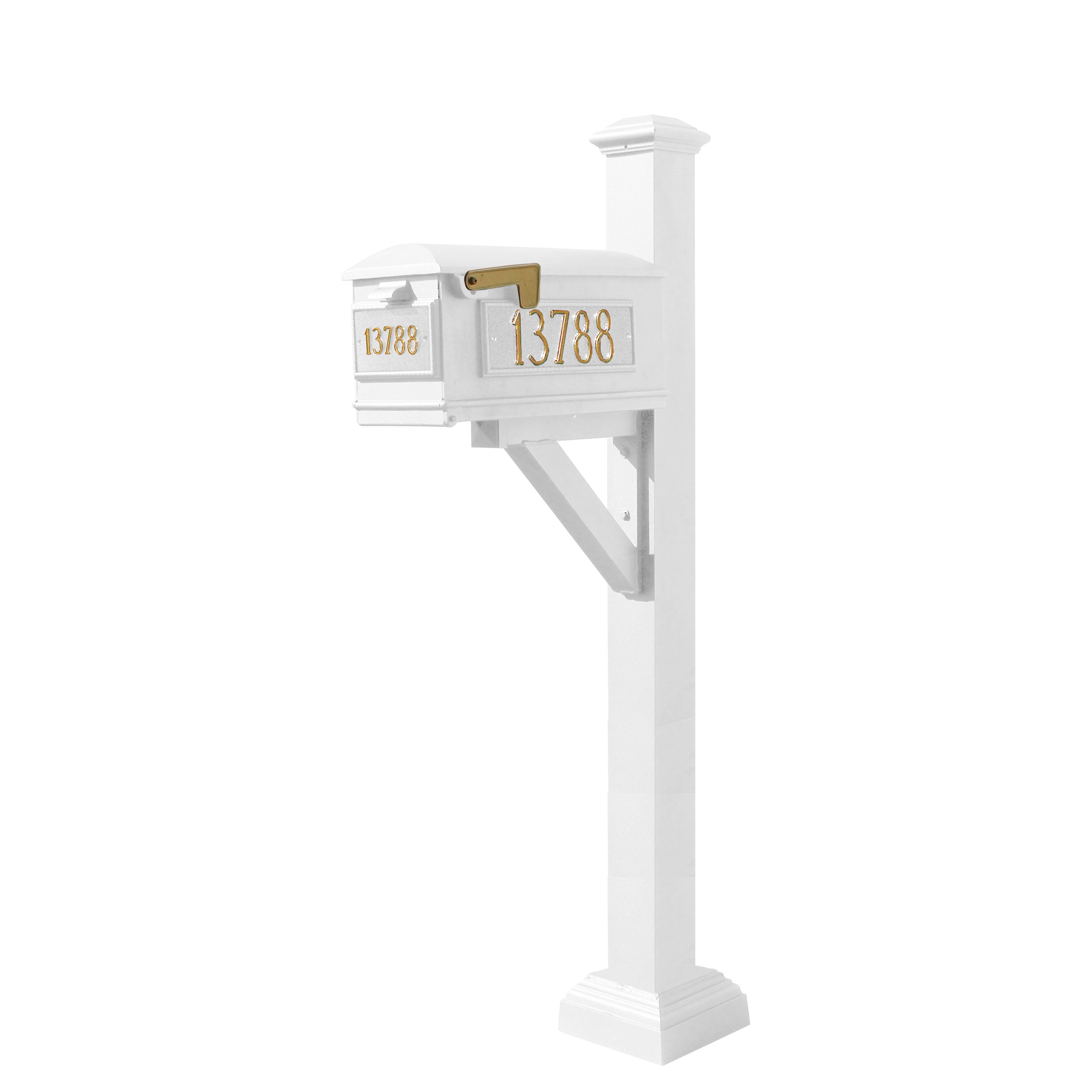 Westhaven System With Lewiston Mailbox, (3 Cast Plates) Square Collar & Pyramid Finial In (White)