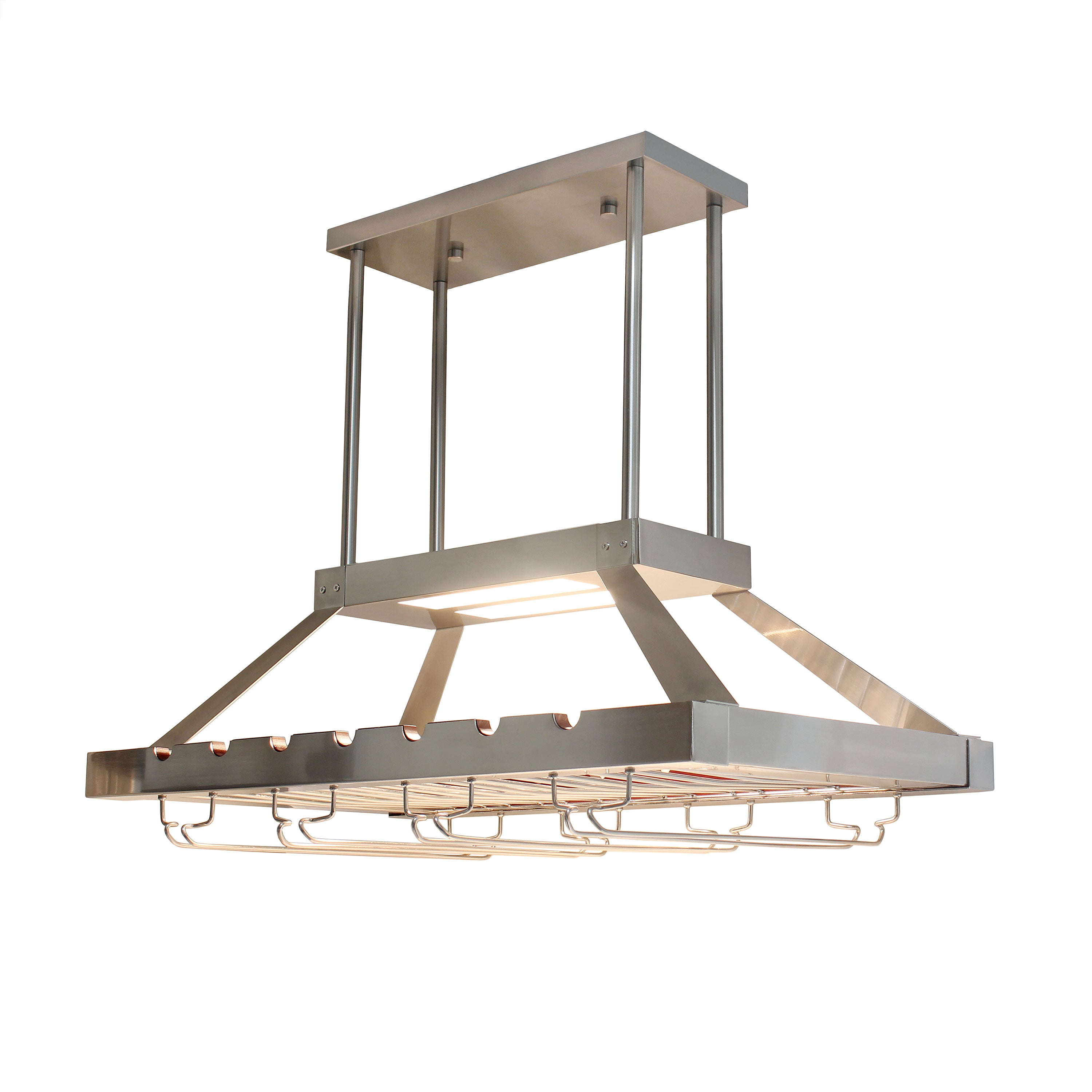Elegant Designs 2 Light LED Overhead Wine Rack, Brushed Nickel