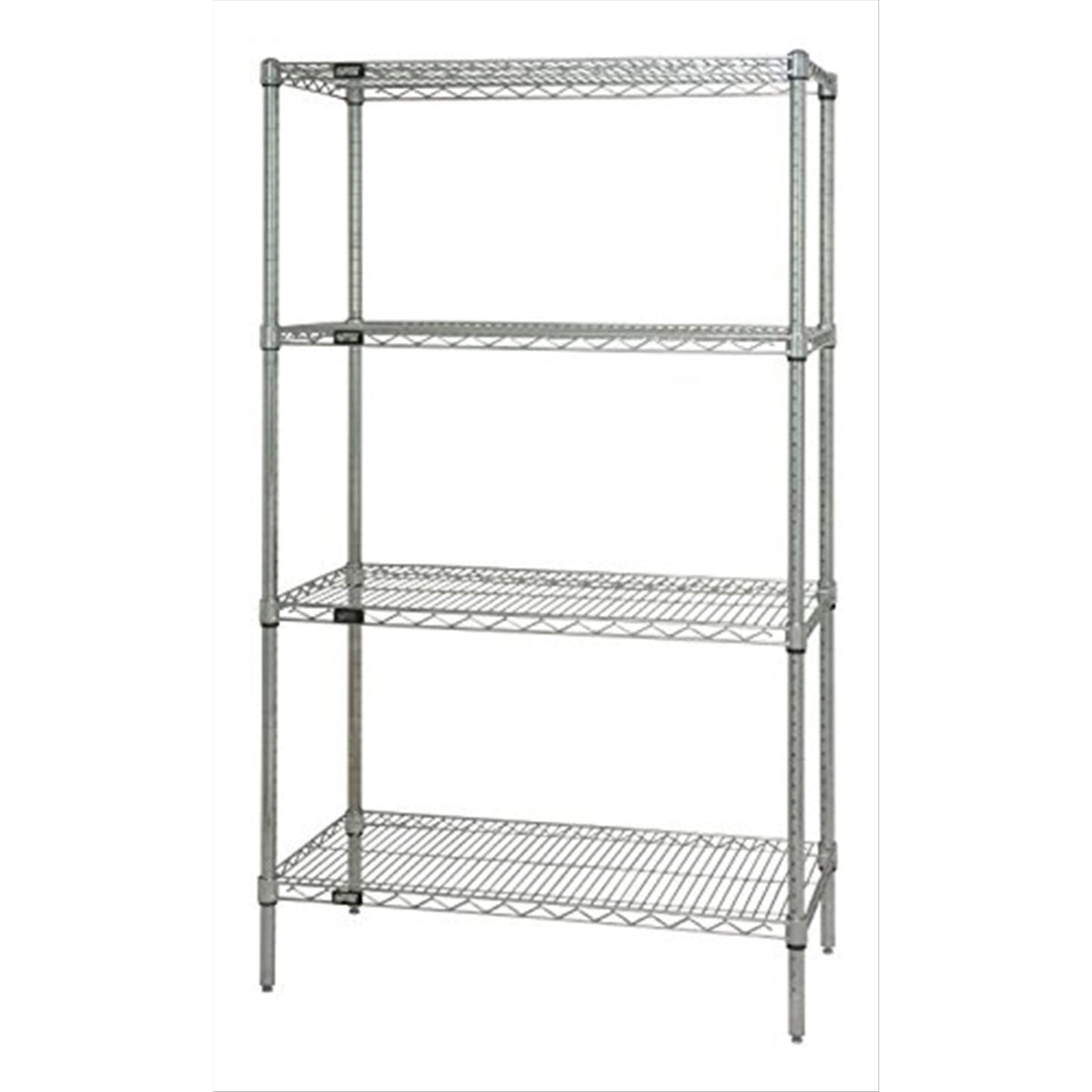 Wire Shelving Starter Kit, 42W X 18D X 54H, 600 - 800 Lb. Capacity, Includes (4) Wire Shelves And (4) Posts, Chrome Plated Finis
