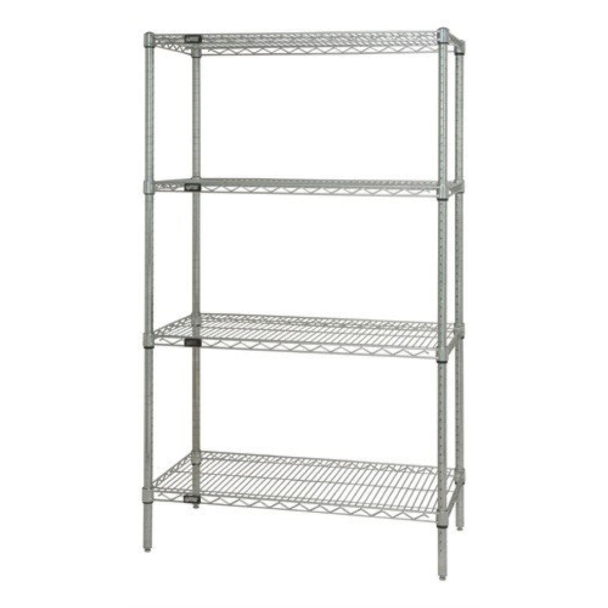 Wire Shelving Starter Kit, 30W X 21D X 54H, 600 - 800 Lb. Capacity, Includes (4) Wire Shelves And (4) Posts, Chrome Plated Finis
