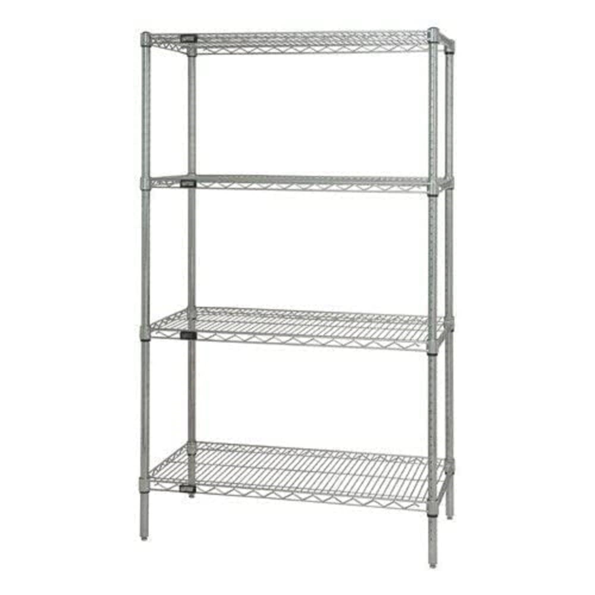 Wire Shelving Starter Kit, 48W X 21D X 54H, 600 - 800 Lb. Capacity, Includes (4) Wire Shelves And (4) Posts, Chrome Plated Finis