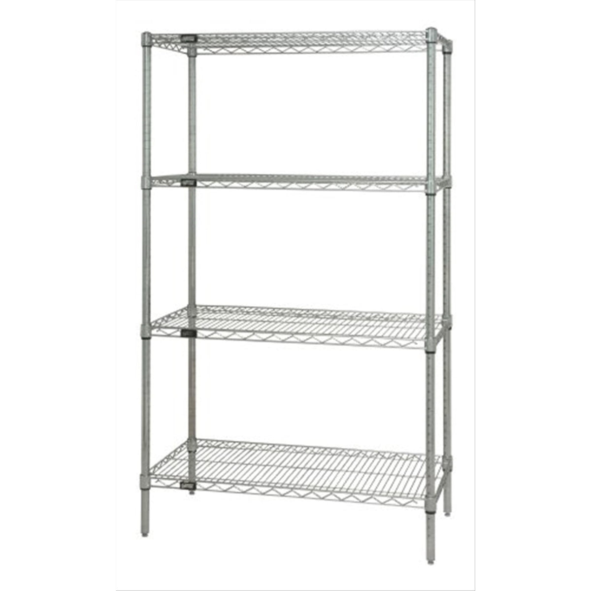 Wire Shelving Starter Kit, 48W X 24D X 54H, 600 - 800 Lb. Capacity, Includes (4) Wire Shelves And (4) Posts, Chrome Plated Finis