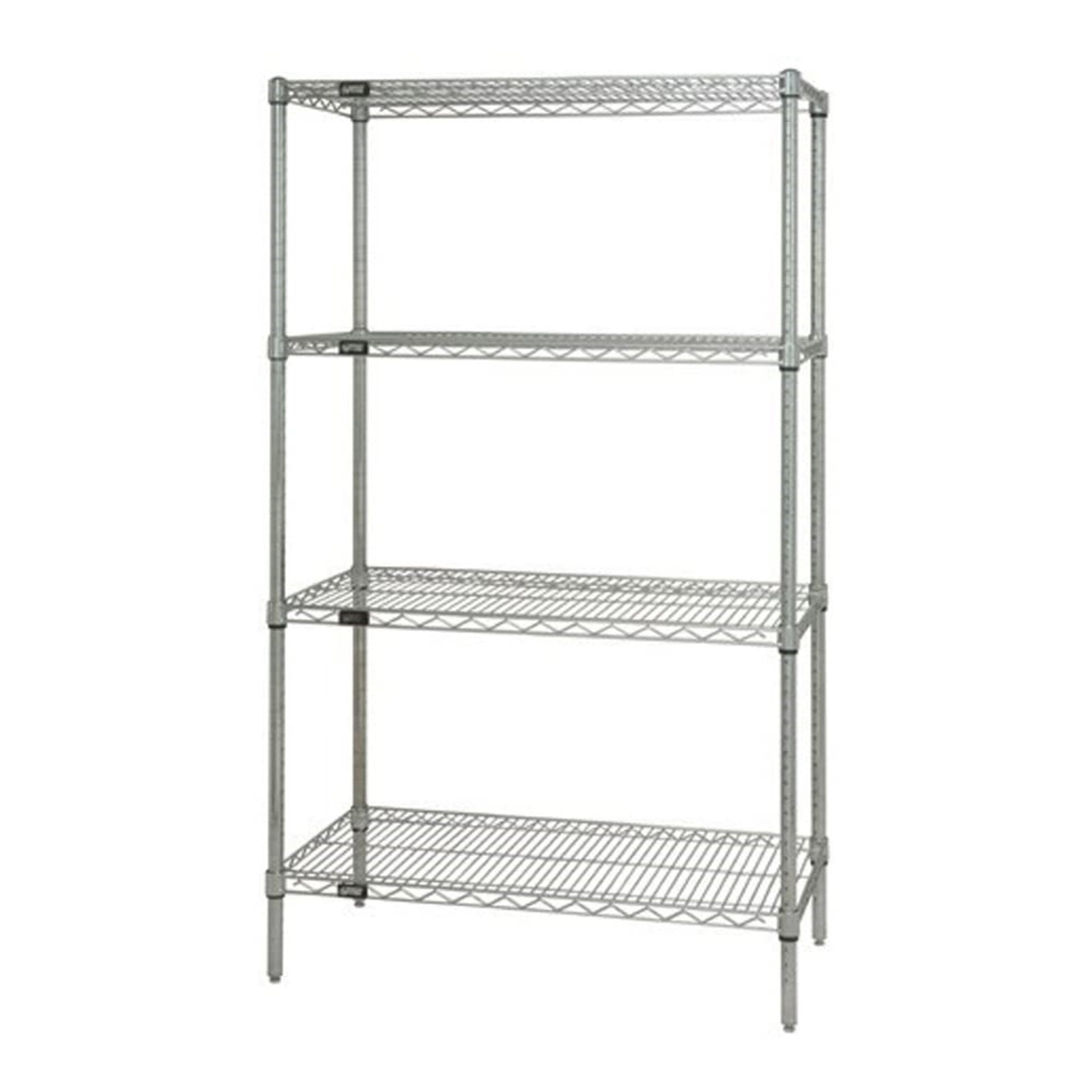 Wire Shelving Starter Kit, 36W X 30D X 54H, 600 - 800 Lb. Capacity, Includes (4) Wire Shelves And (4) Posts, Chrome Plated Finis