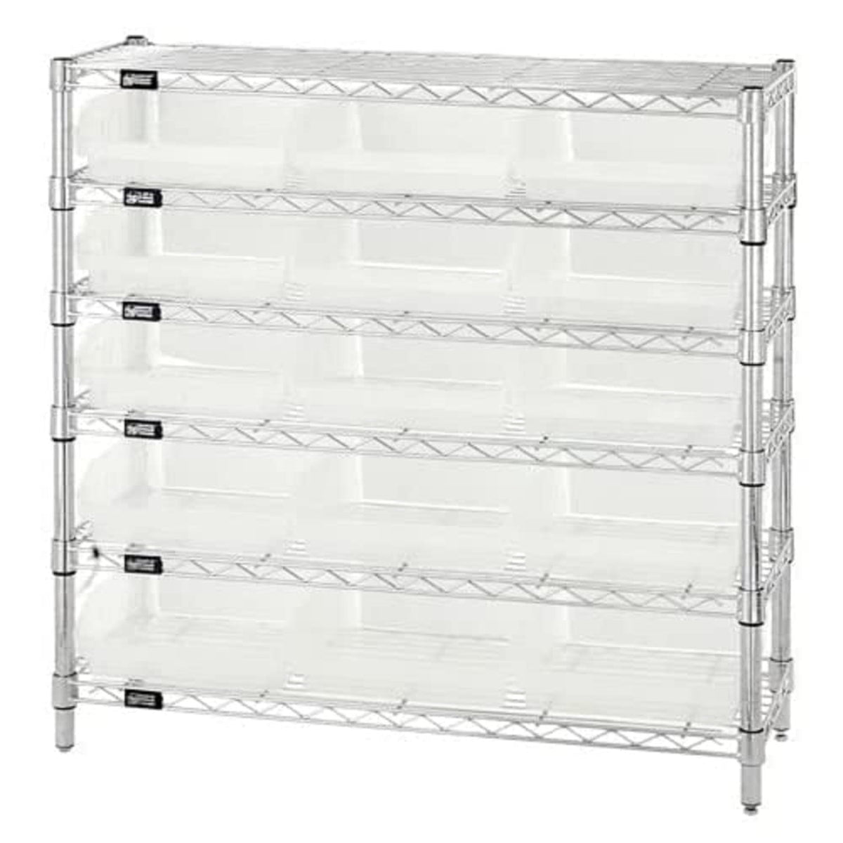 Bin Wire Shelving System, 36W X 12D X 36H Overall Size, 800 Lb. Capacity Per Shelf, Includes: (6) Wire Shelves, (4) Posts, (15)