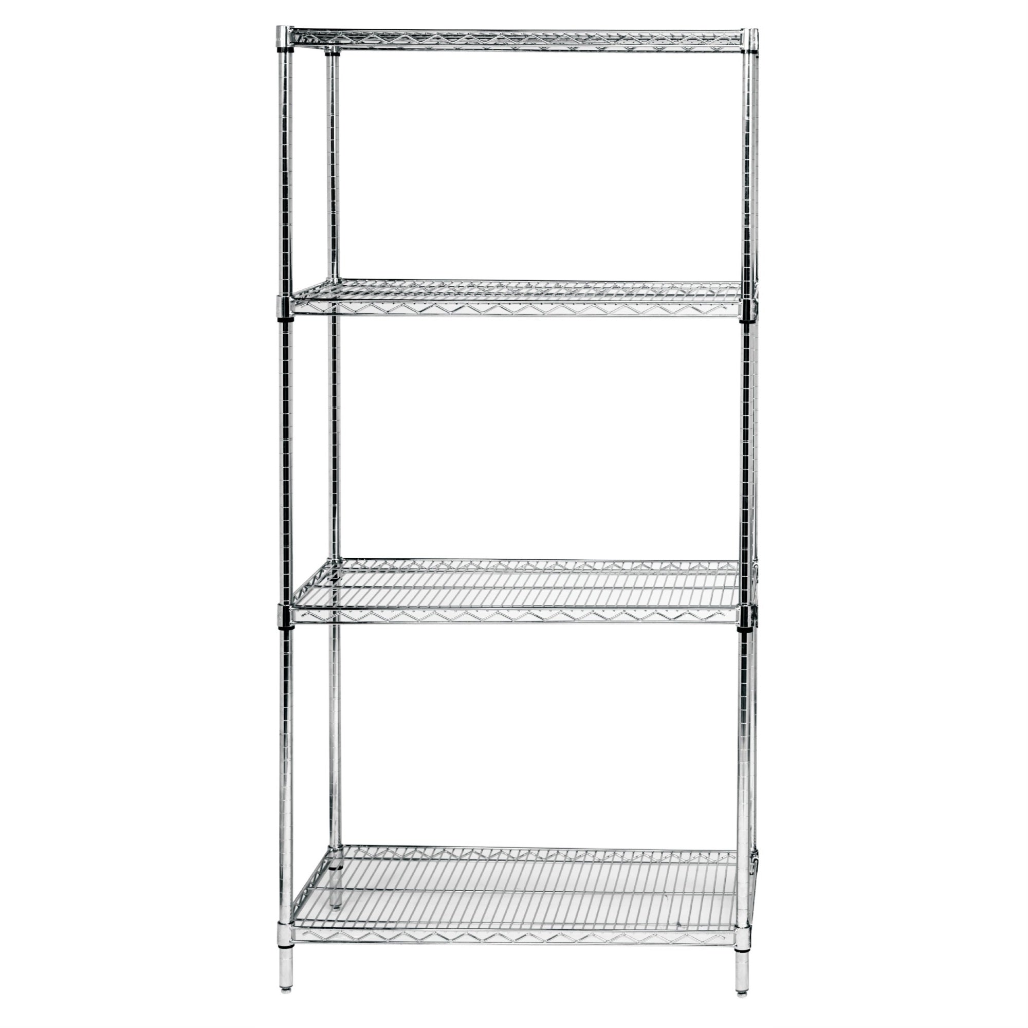 Wire Shelving Starter Kit, 36W X 18D X 63H, 600 - 800 Lb. Capacity, Includes (4) Wire Shelves And (4) Posts, 304 Stainless Steel