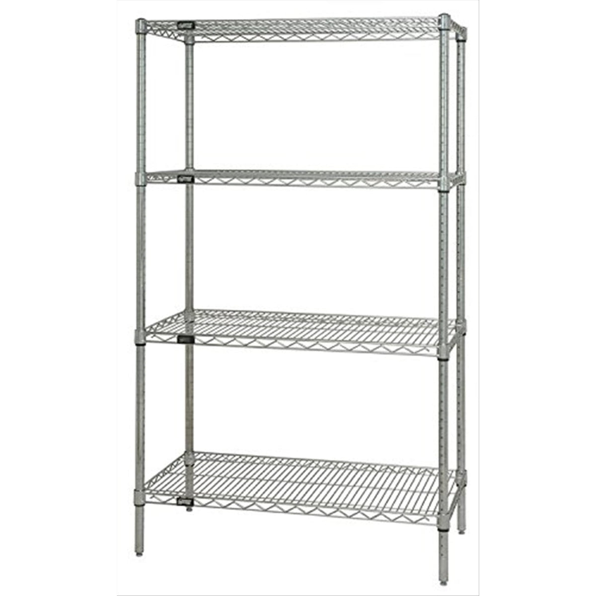 Wire Shelving Starter Kit, 60W X 24D X 63H, 600 - 800 Lb. Capacity, Includes (4) Wire Shelves And (4) Posts, Chrome Plated Finis