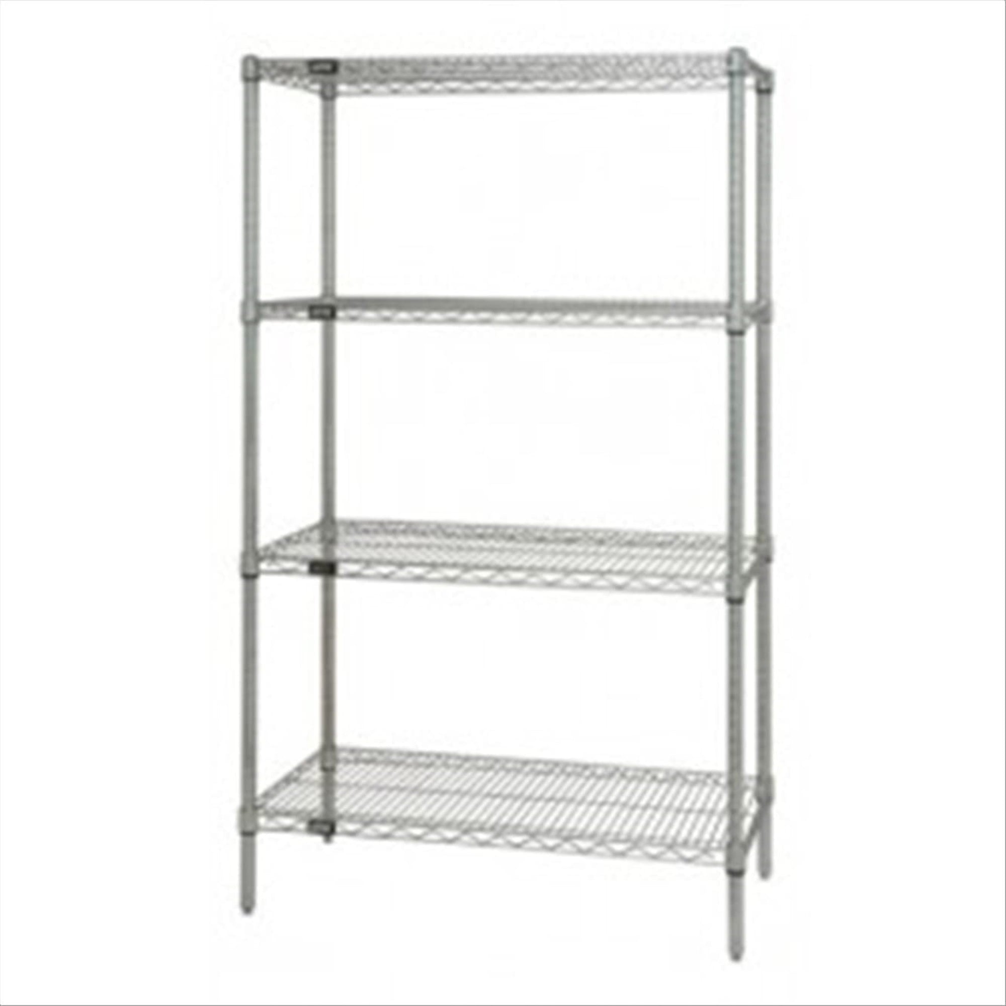 Wire Shelving Starter Kit, 60W X 24D X 63H, 600 - 800 Lb. Capacity, Includes (4) Wire Shelves And (4) Posts, 304 Stainless Steel
