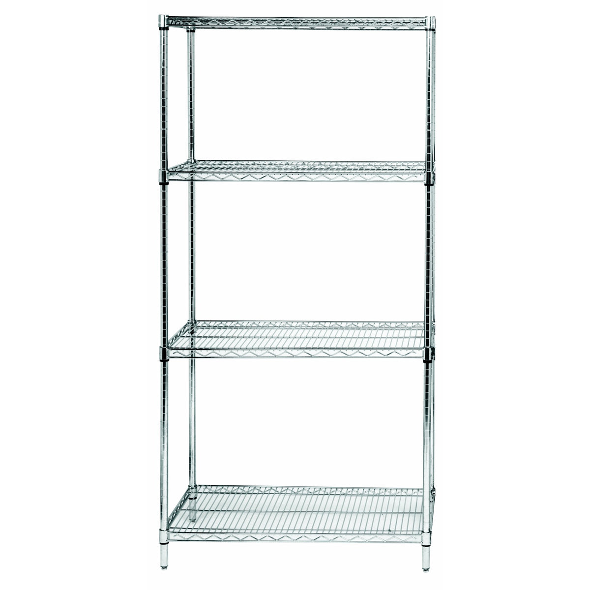Wire Shelving Starter Kit, 72W X 24D X 63H, 600 - 800 Lb. Capacity, Includes (4) Wire Shelves And (4) Posts, 304 Stainless Steel