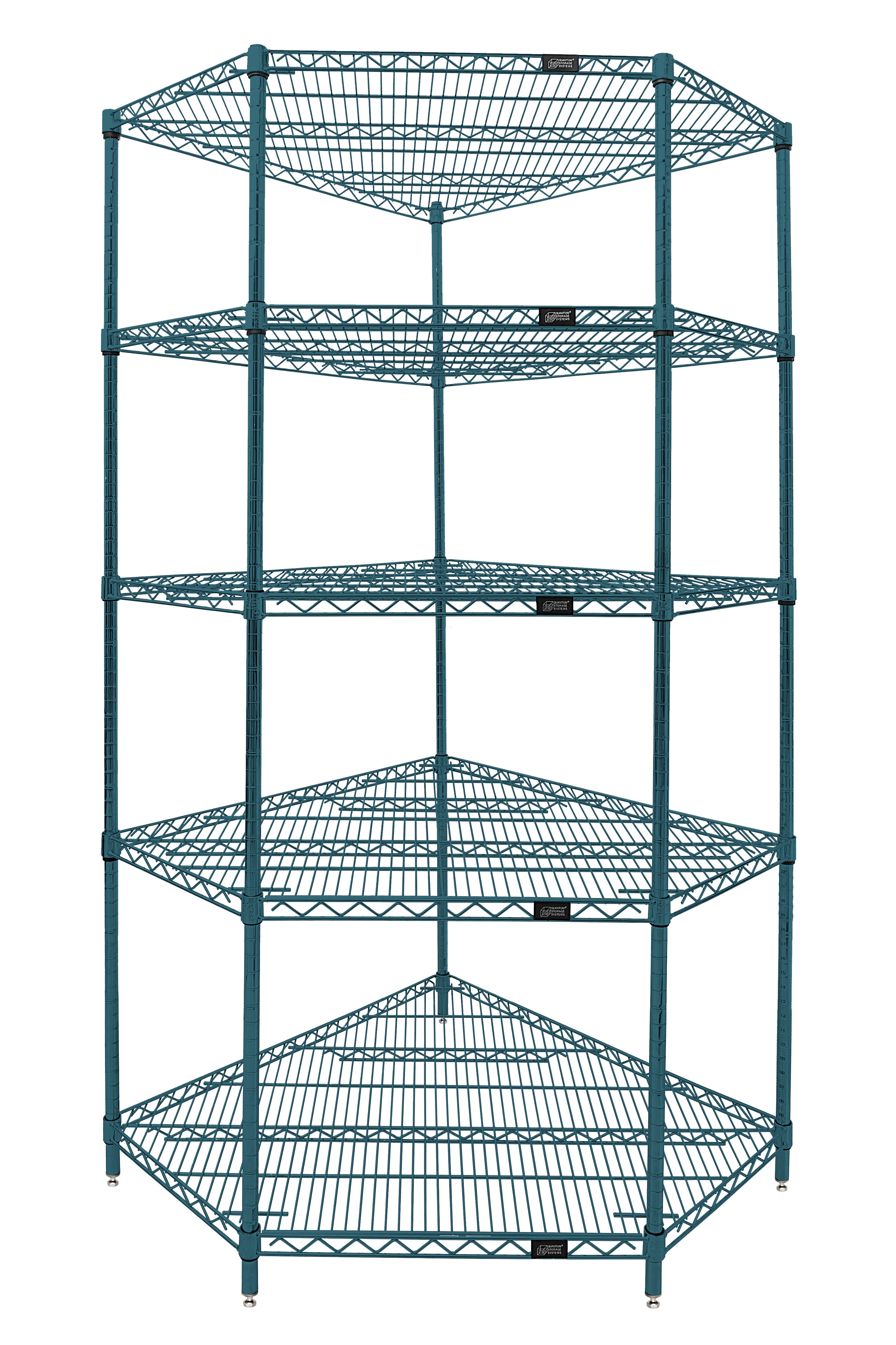 Wire Shelving, Starter Kit, 5-Sided Shelf, includes: (5) shelves, (5) posts and (20) split sleeves, green epoxy antimicrobial finish, ideal for dry, wet and humid environments, NSF, shipped KD