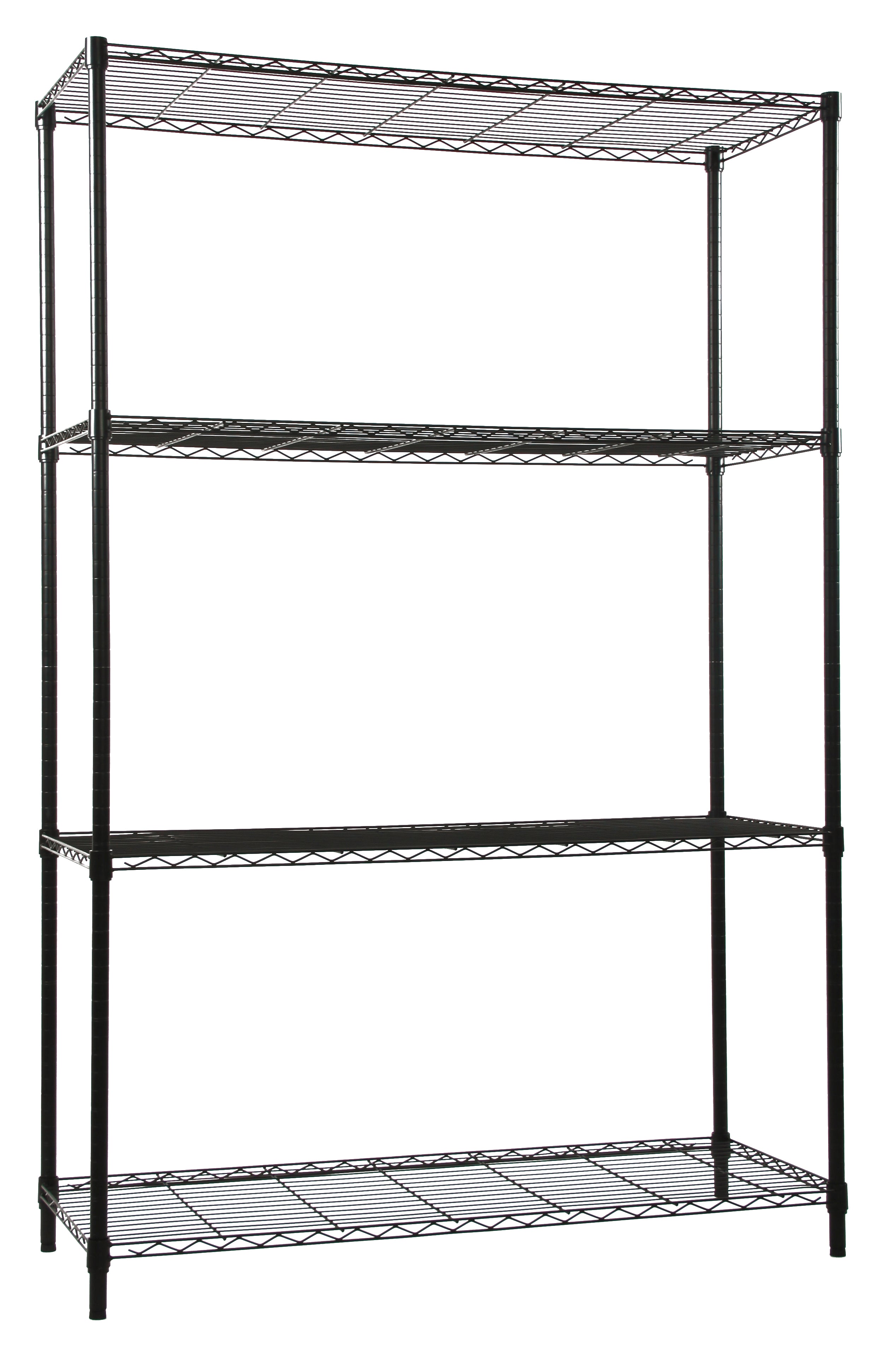 Wire Shelving Starter Kit, 60"W x 36"D x 74"H, 600 - 800 lb. capacity, includes (4) wire shelves and (4) posts, black epoxy antimicrobial finish, NSF, shipped KD