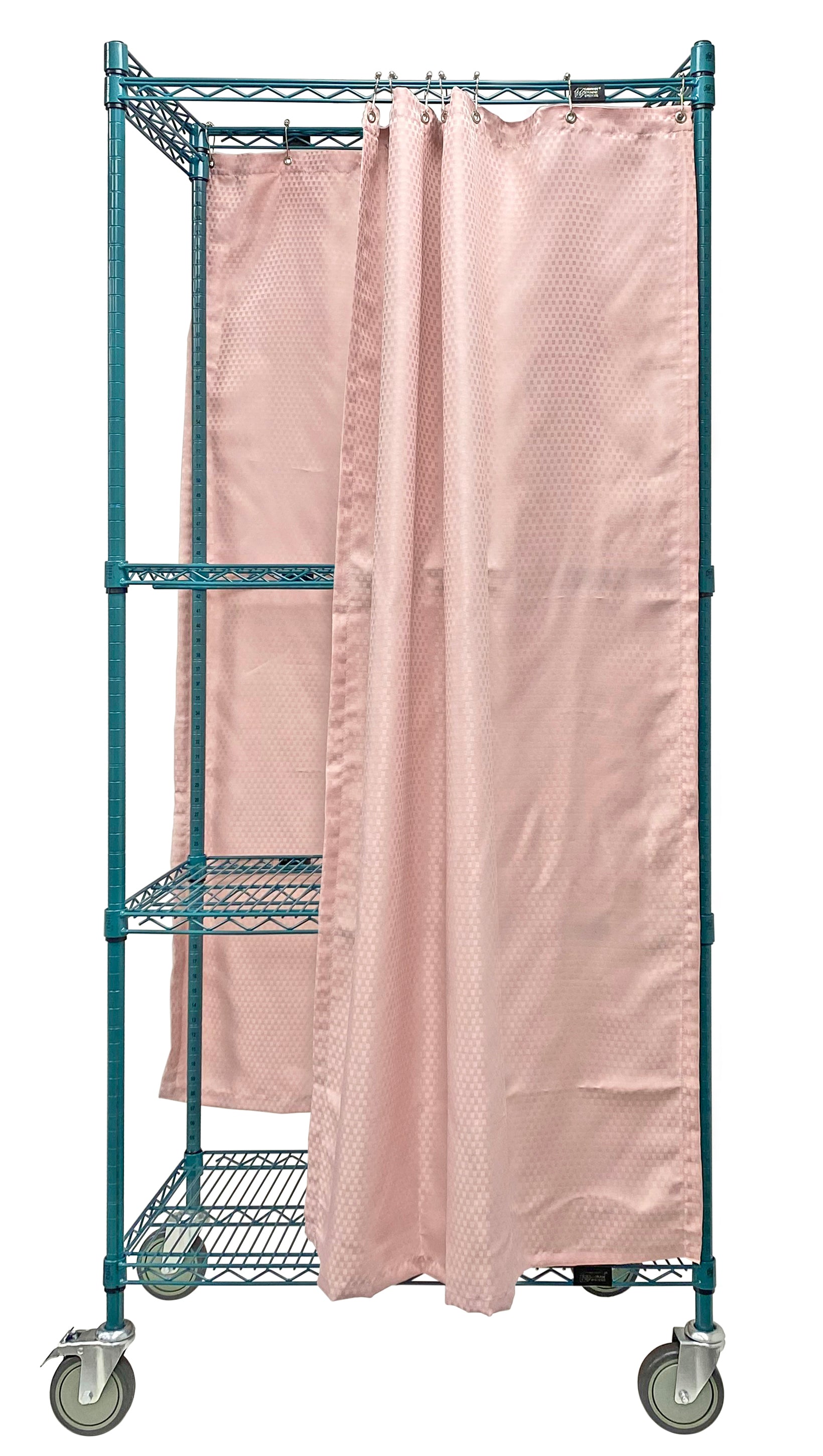 Mobile Privacy Storage Cart, 36"W x 18"D x 80"H, 1200 lb. load capacity, includes curtains, green epoxy antimicrobial finish