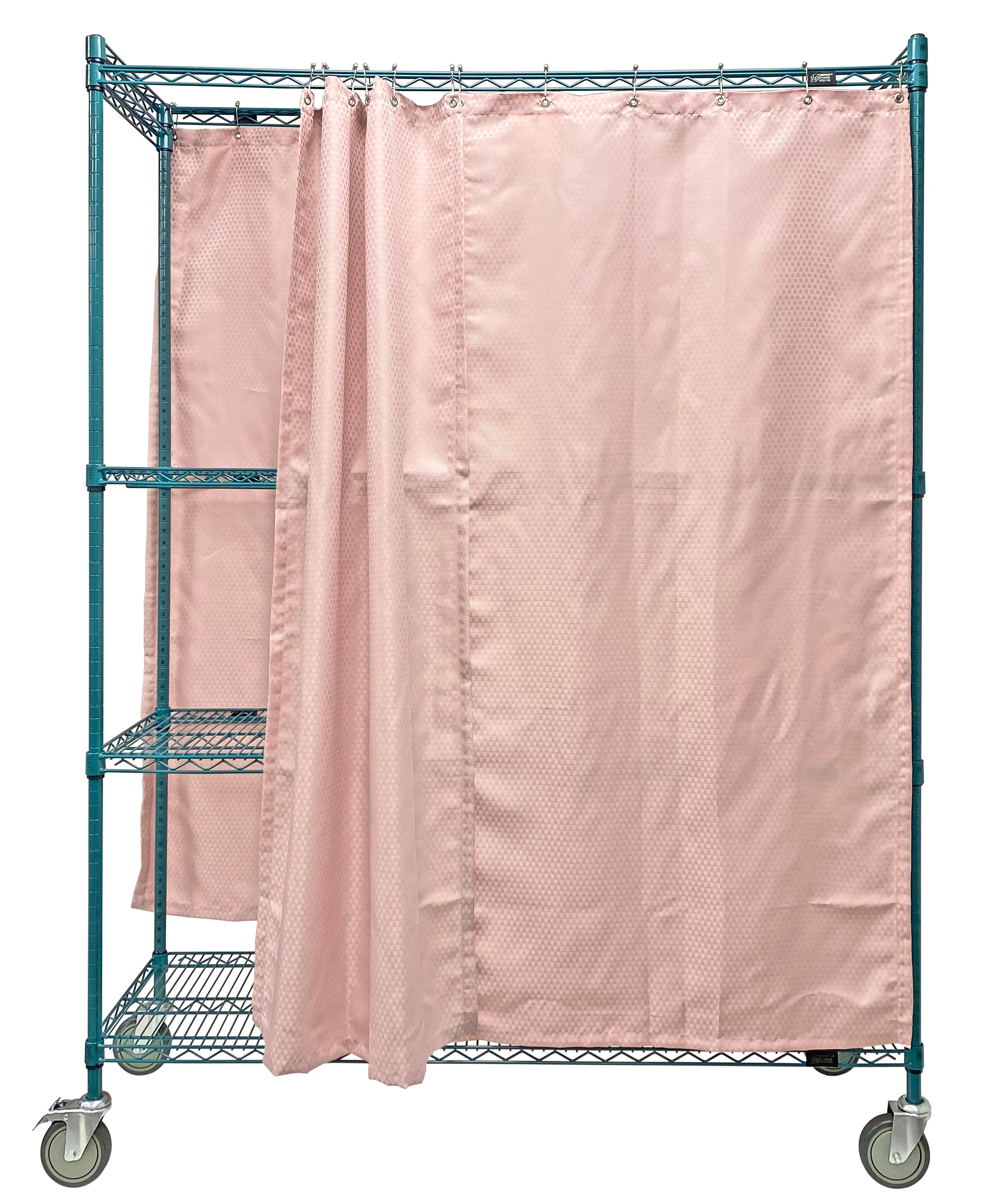 Mobile Privacy Storage Cart, 60"W x 18"D x 80"H, 1200 lb. load capacity, includes curtains, green epoxy antimicrobial finish