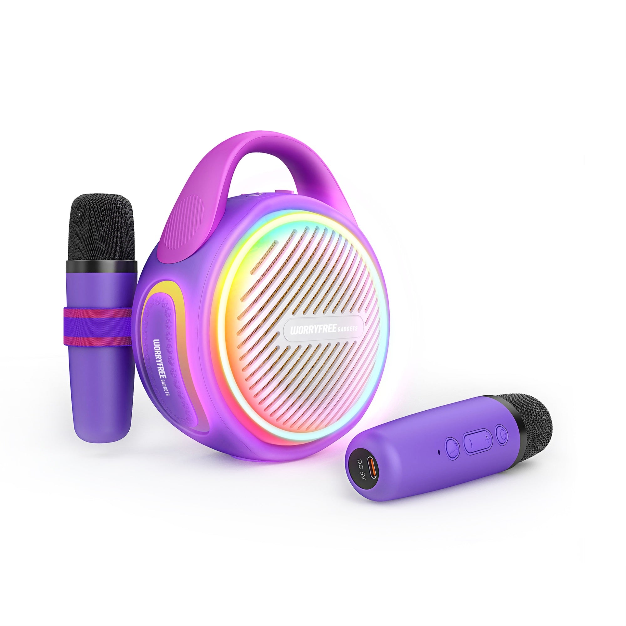 20W Wireless Bluetooth Speaker with Two Microphones, Five Voice Change modes, Purple
