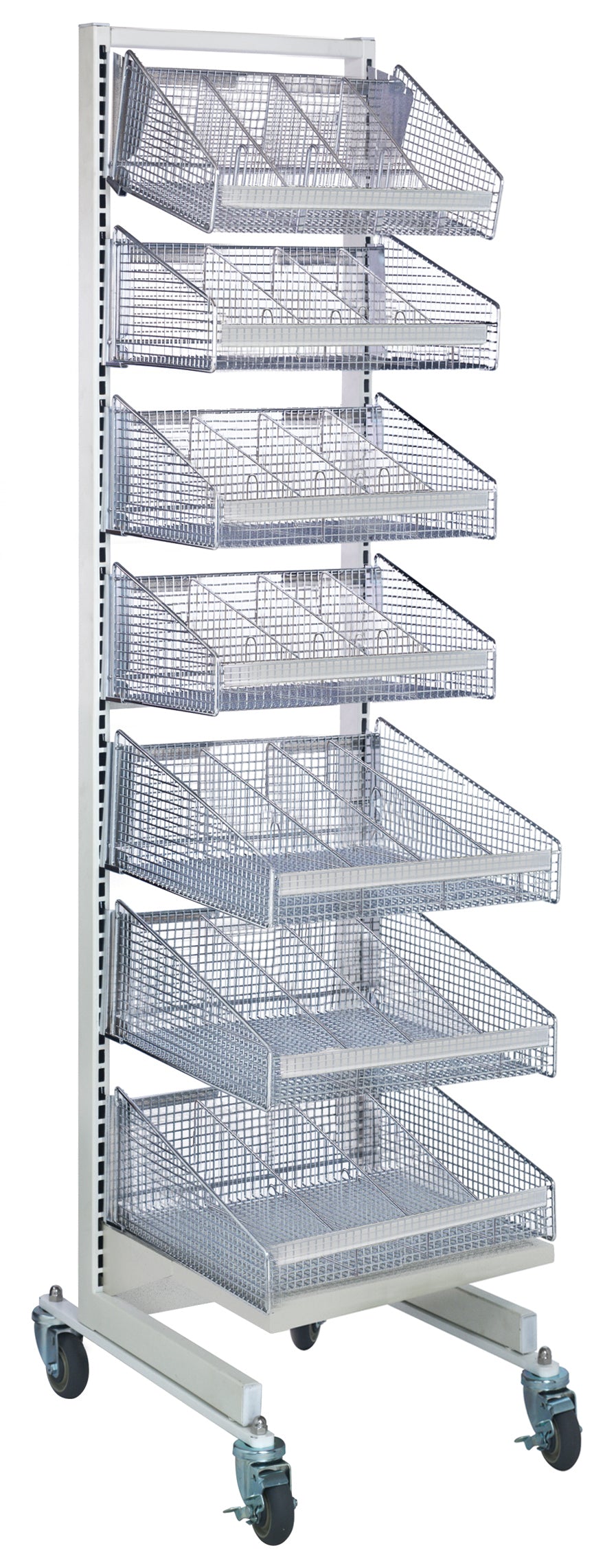 Partition Wall Starter Unit, mobile, single sided, 36"W x 26"D x 74"H, includes: (4) 1035HBC with (15) dividers and (3) 1635HBC with (10) dividers, white and chrome finish