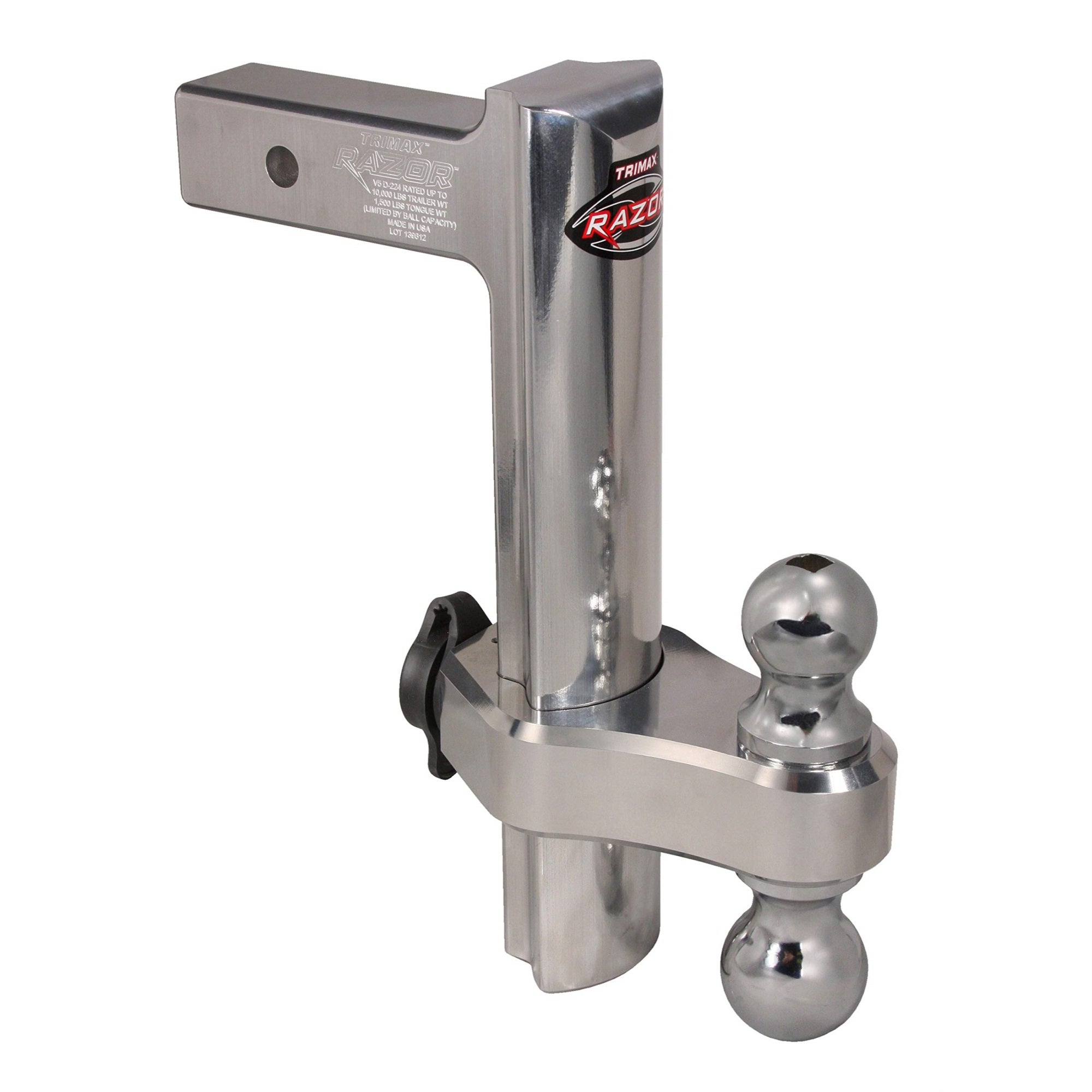 Trimax Trz12Al 12' Premium Aluminum Adjustable Hitch With Dual Hitch Ball And T3 Receiver Lock
