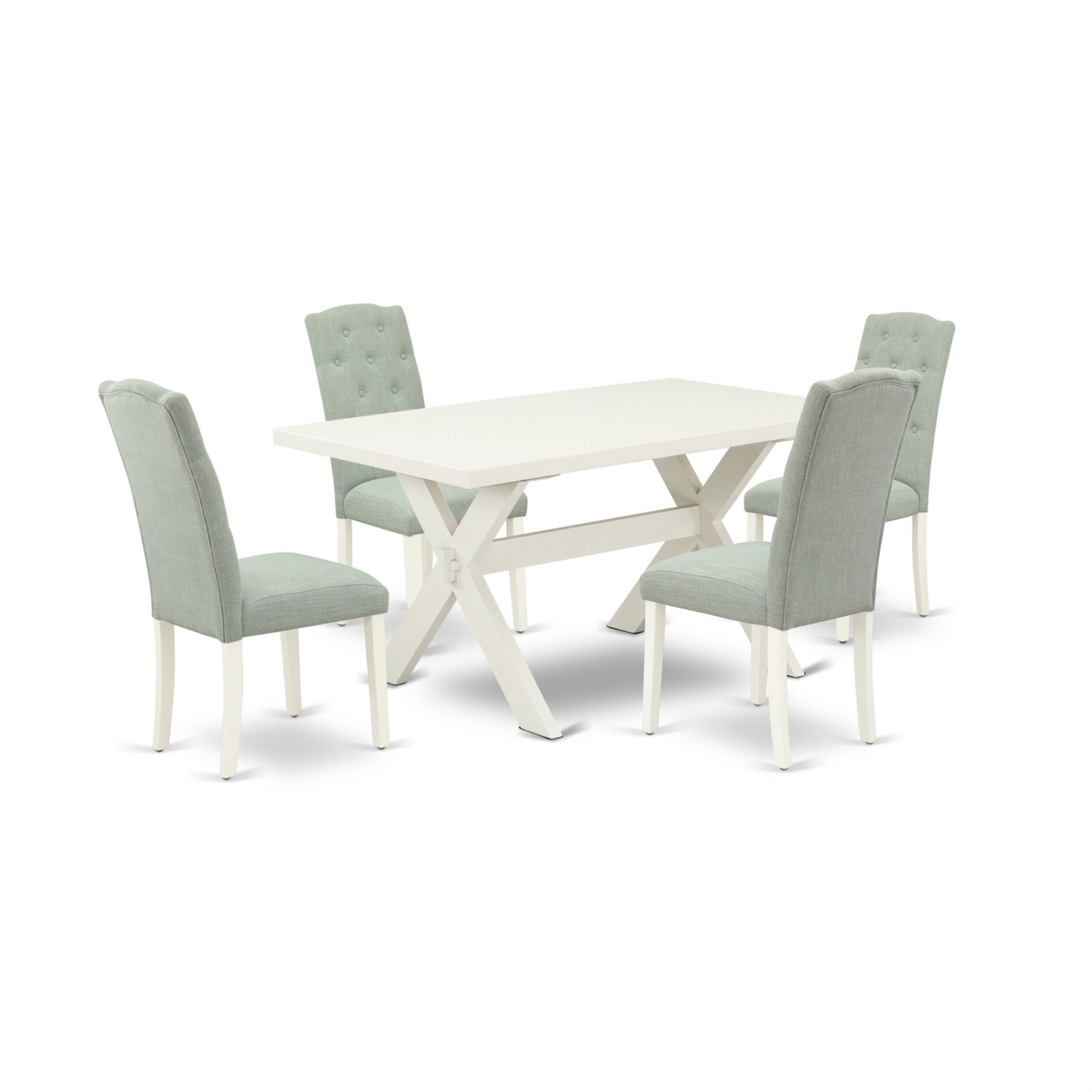 East West Furniture X026Ce215-5 - 5-Piece Rectangular Dining Table Set - 4 Parson Dining Room Chairs And Dinette Table Solid Wood Structure