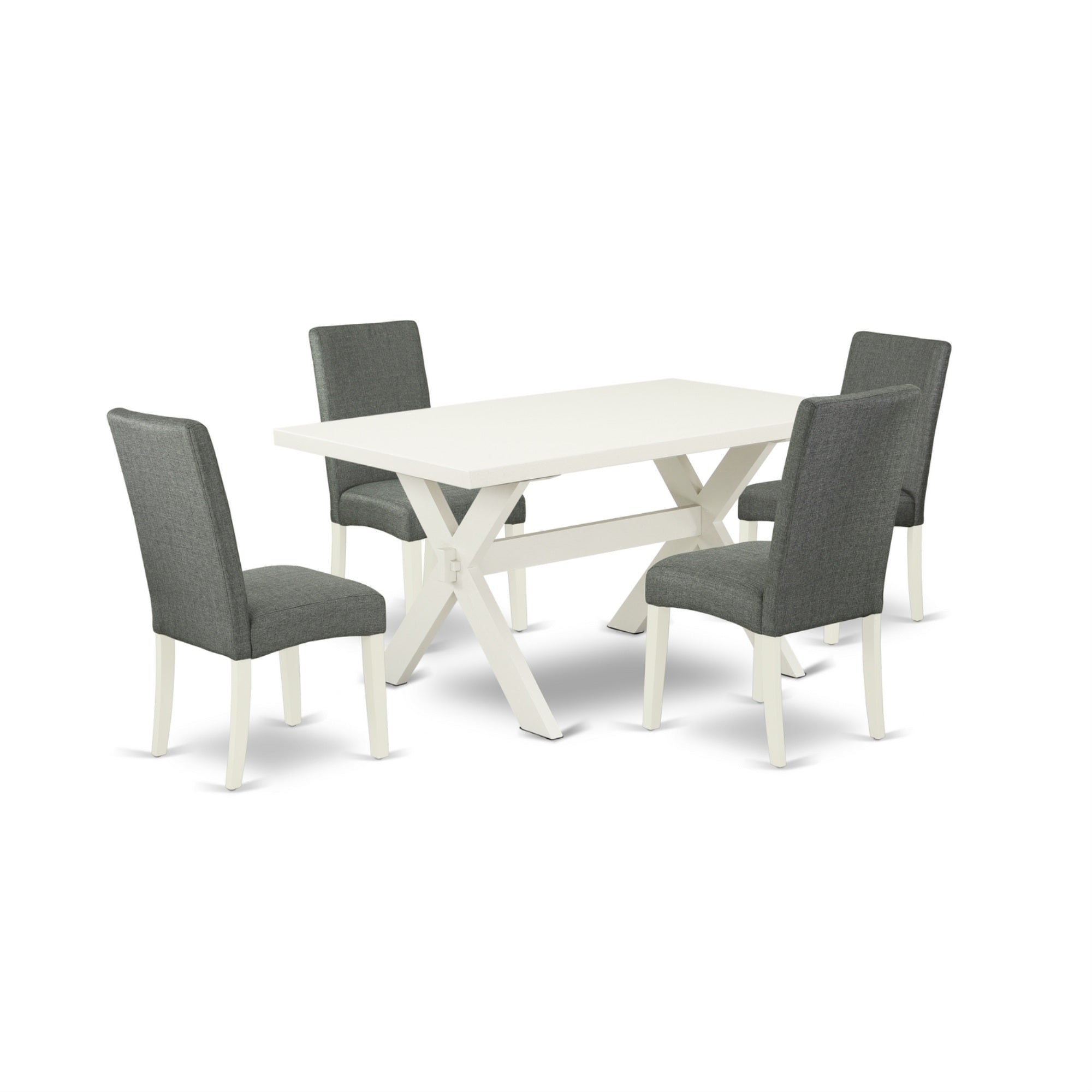 East West Furniture X026Dr207-5 - 5-Piece Dining Room Table Set - 4 Parson Dining Chairs And Dinette Table Hardwood Frame