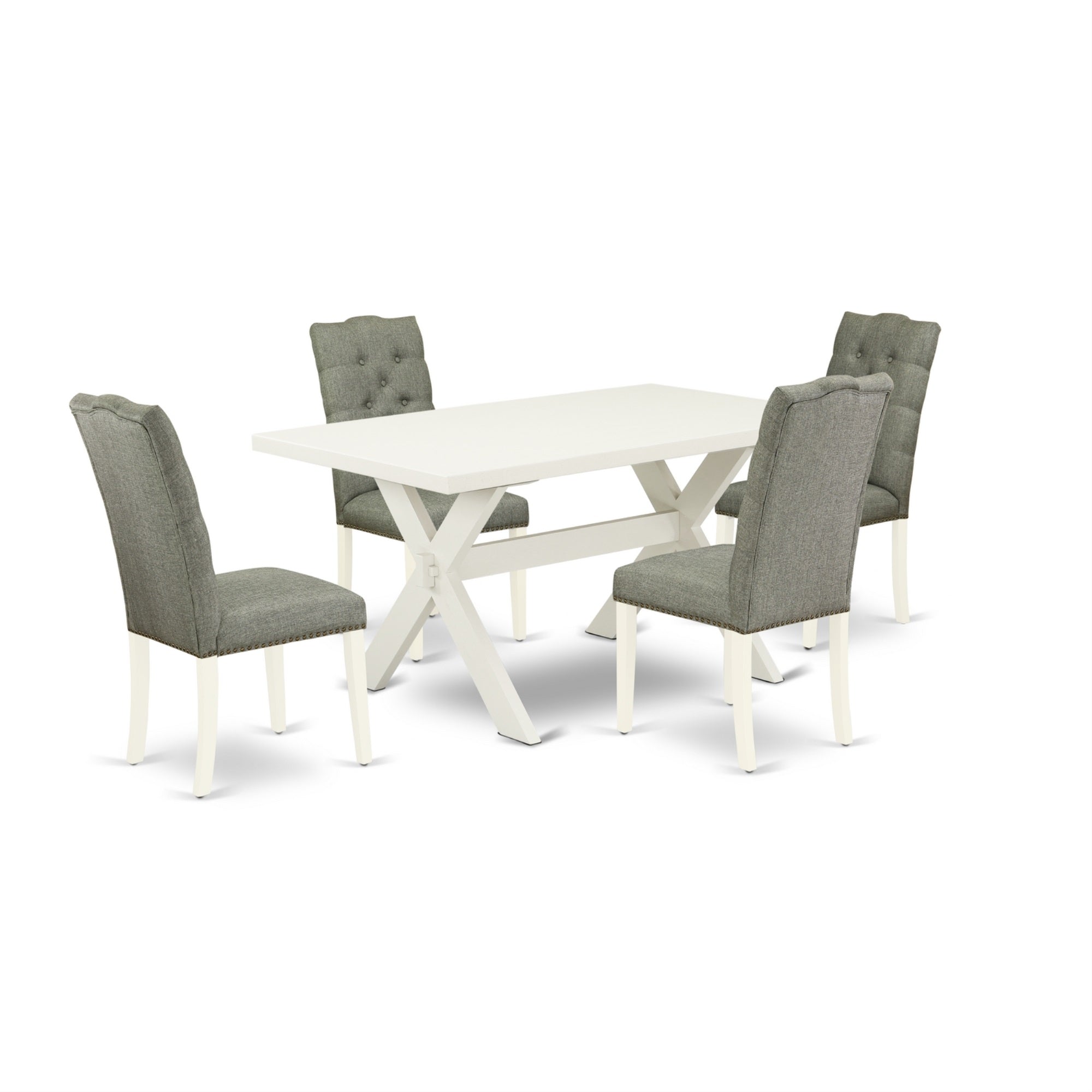East West Furniture X026El207-5 - 5-Piece Modern Dining Table Set - 4 Padded Parson Chair And A Wood Dining Table Solid Wood Frame