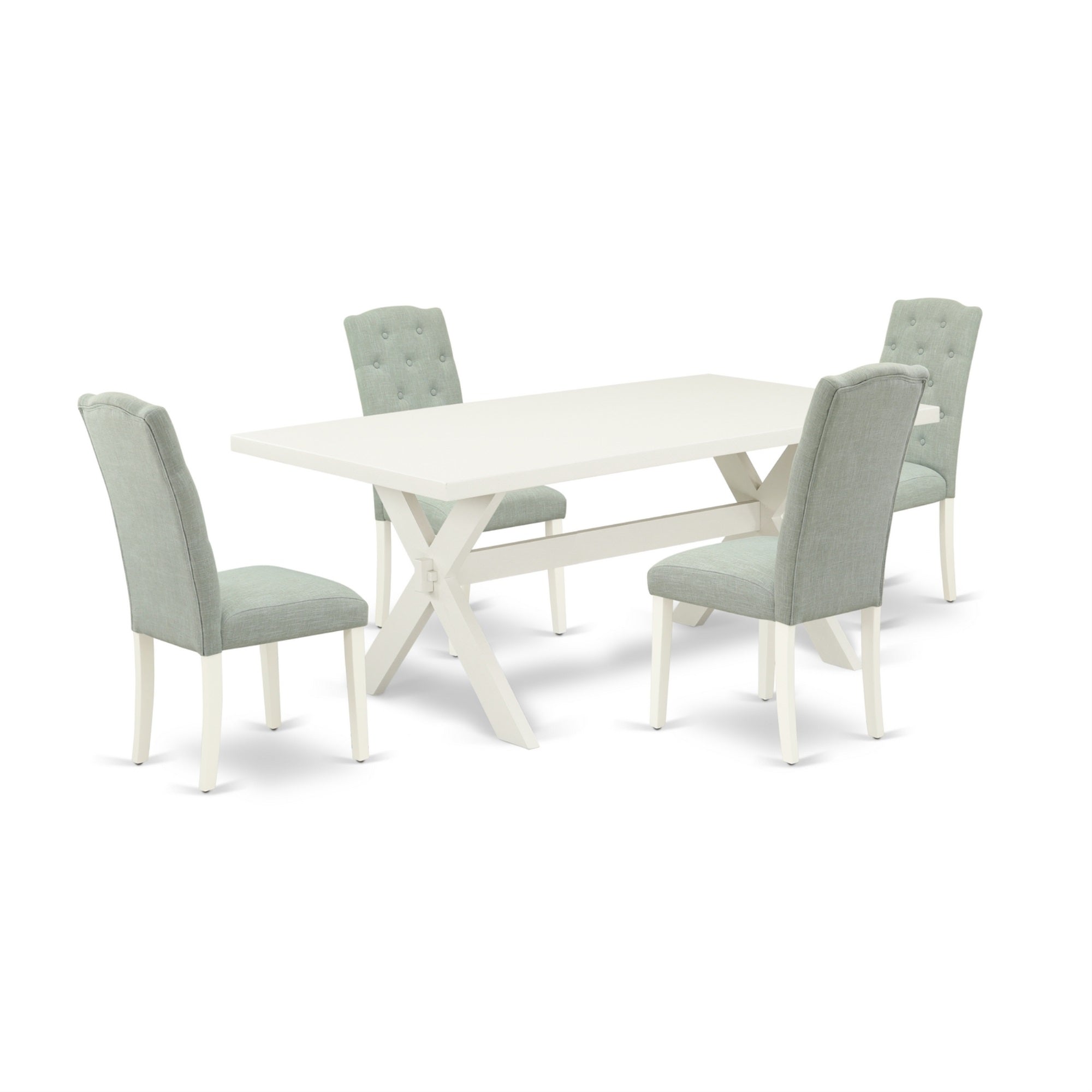 East West Furniture X027Ce215-5 - 5-Piece Kitchen Table Set - 4 Parson Chairs And Dinner Table Hardwood Structure