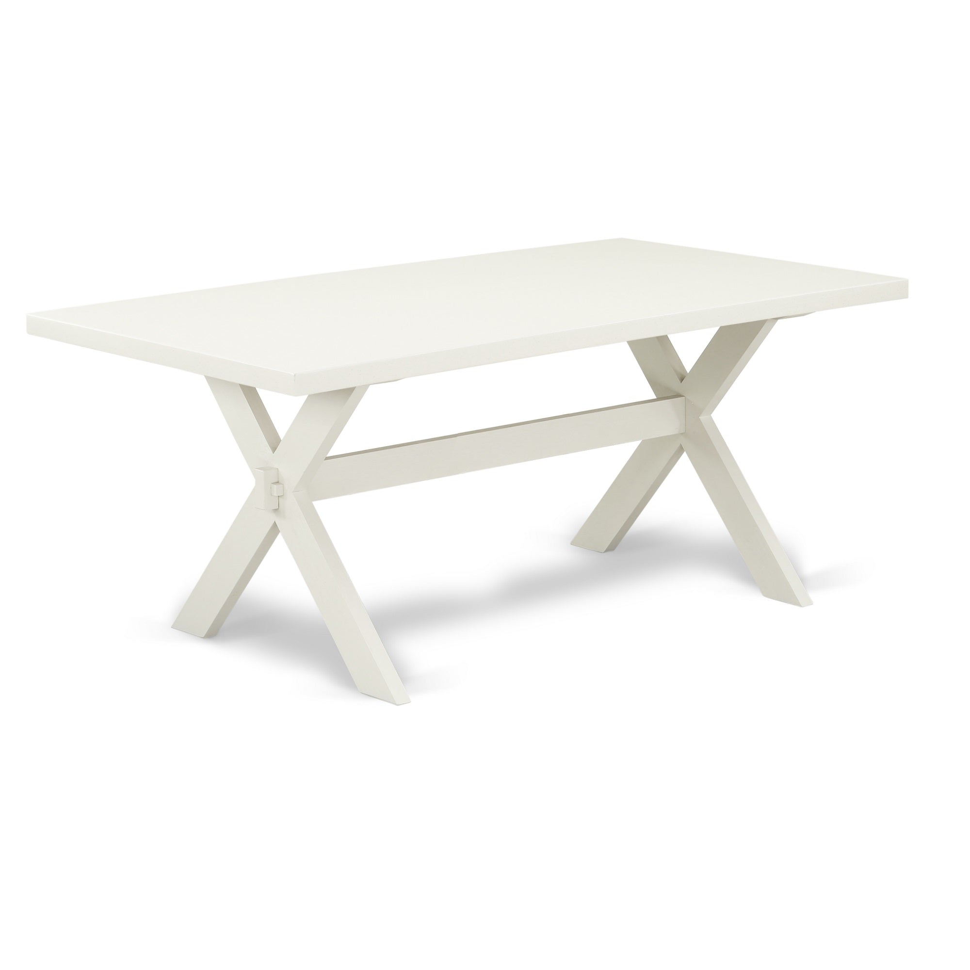 Ergode 6-Pc Dinette Table Set - Smoke Linen Fabric Seats - Rectangular Table - Wooden Bench - Linen White Finish - High-Quality Asian Wood