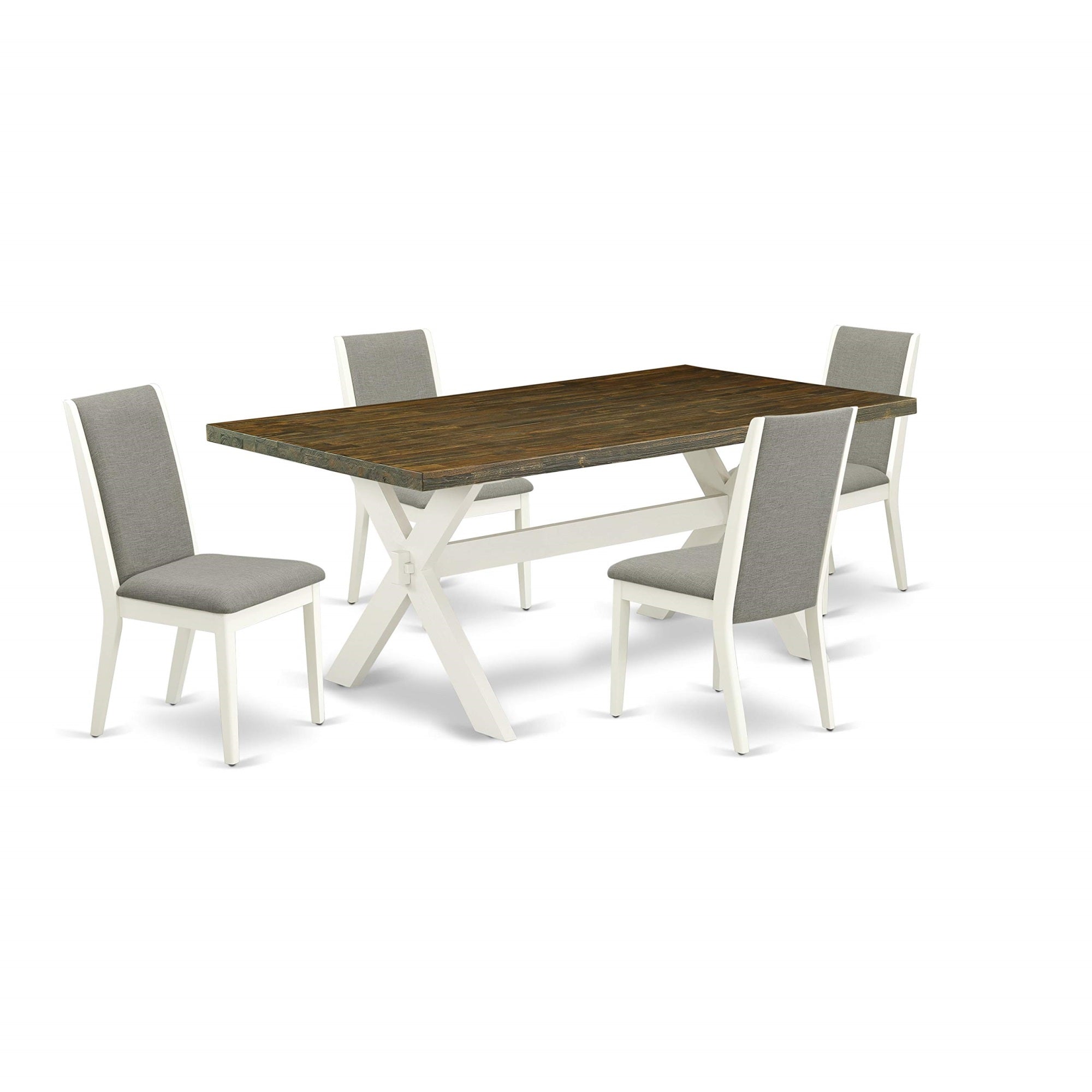 East West Furniture X077La206-5 X-Style 5 Piece Dinette Set For 4 Includes A Rectangle Table With X-Legs And 4 Shitake Linen Fabric Parson Dining Room Chairs, 40X72 Inch