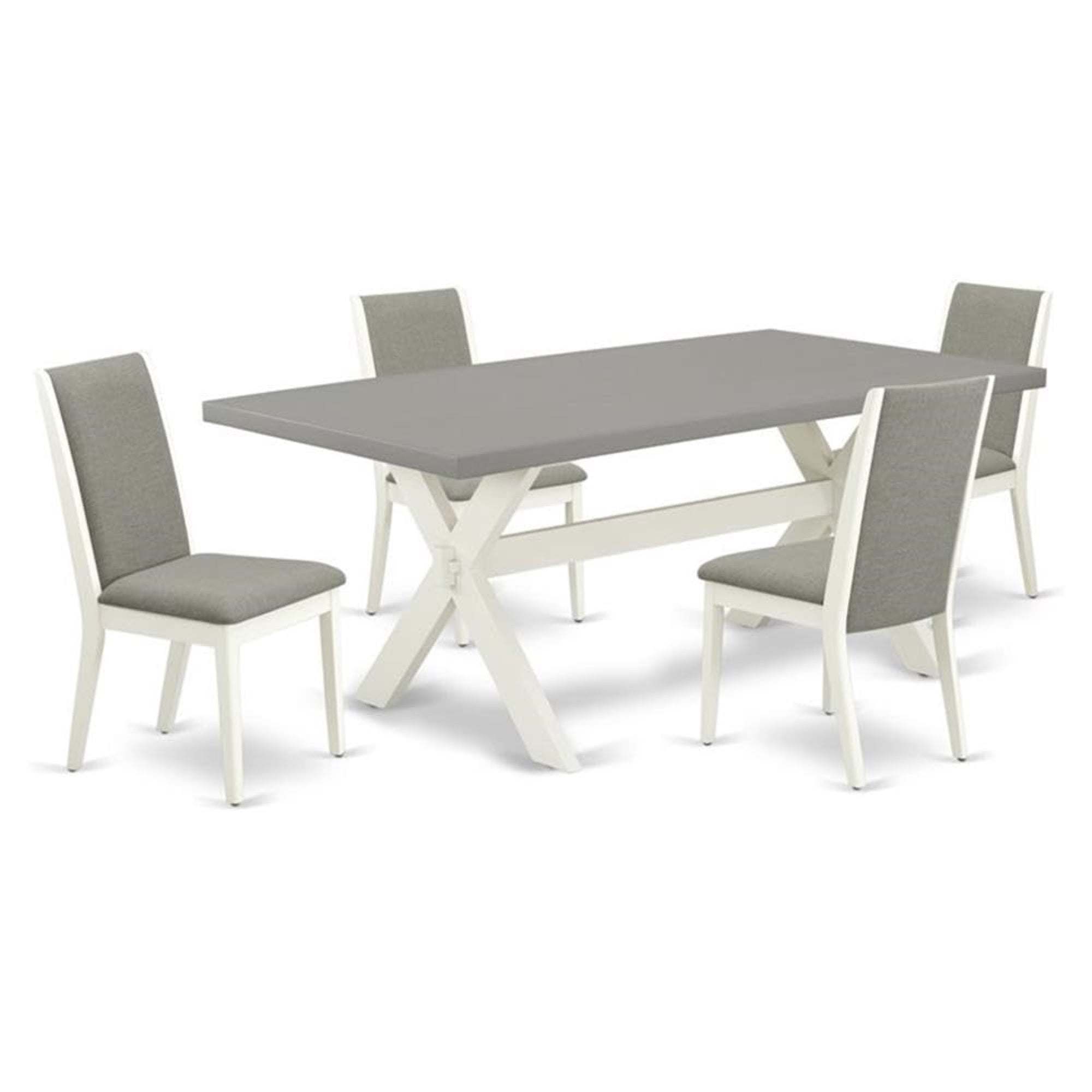 Casafoyer X-Style 5 Piece Dinette Set For 4 Includes A Rectangle Room Table With X-Legs And 4 Shitake Linen Fabric Parson Dining Chairs, 40X72 Inch, Multi-Color