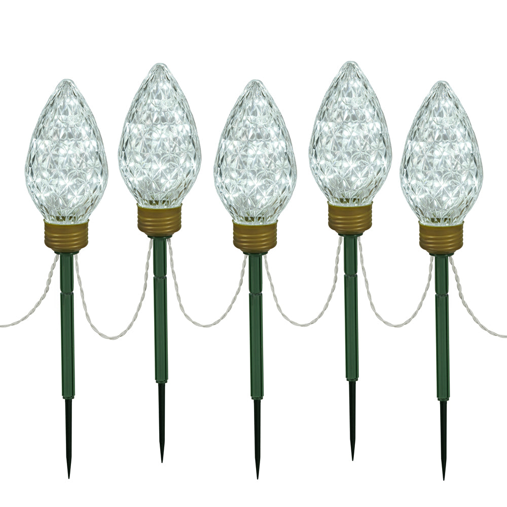 Vickerman 100Lt x 8.5″ LED CoolWhtC9 5Pc Stake 24″ - X106435