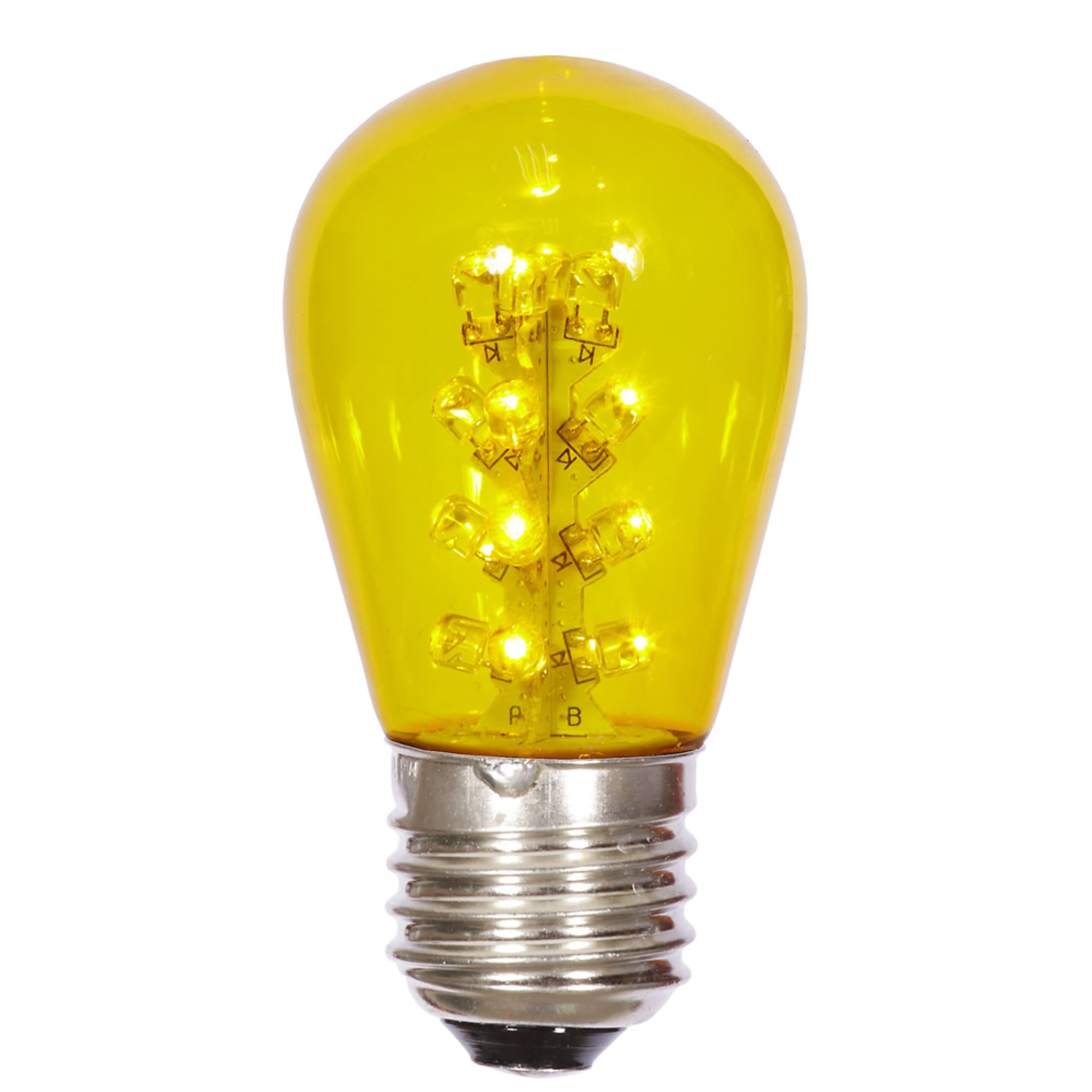 S14 LED Yellow Transp Bulb E26 Base 5/pk