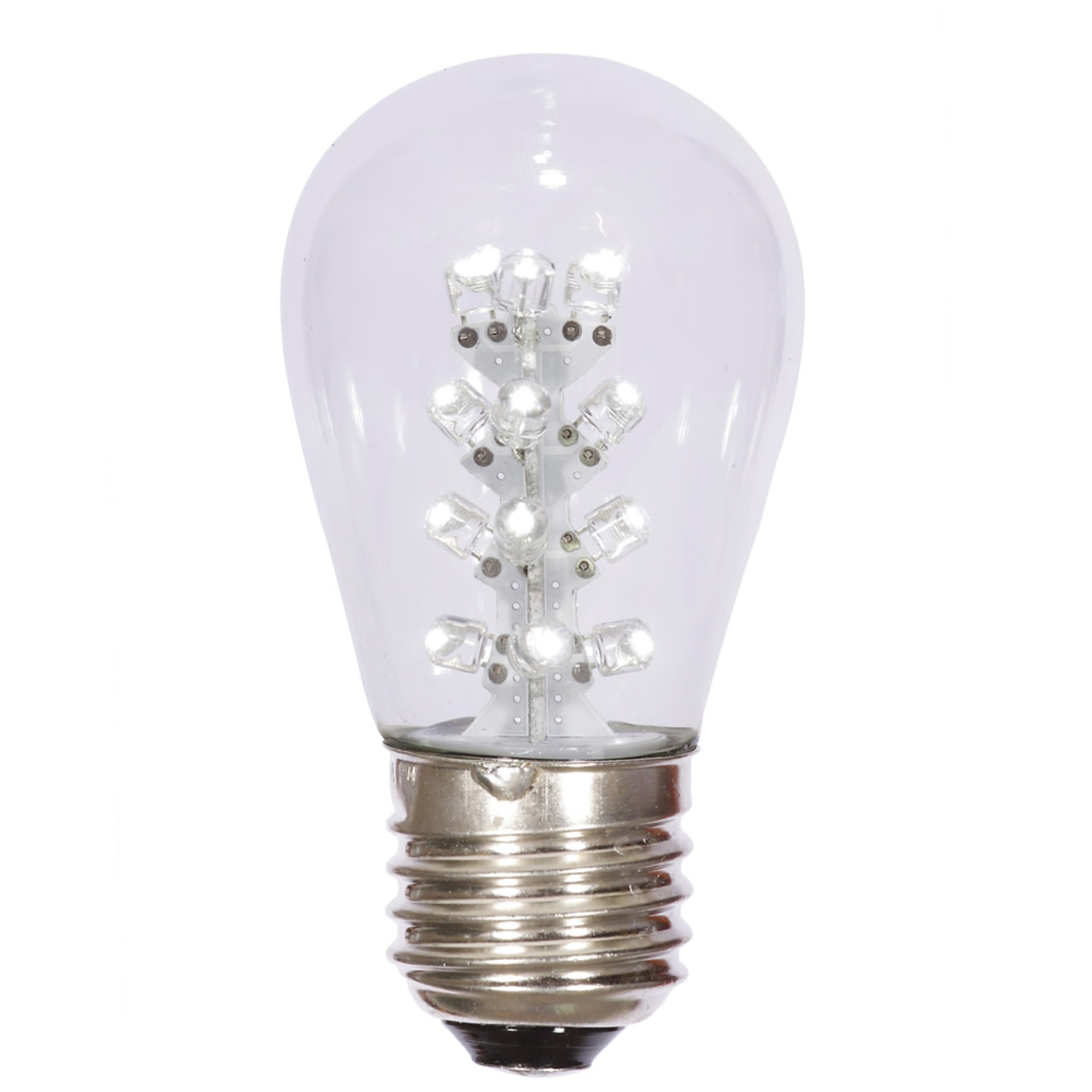 S14 LED PureWht Transp Bulb E26 Base 5pk