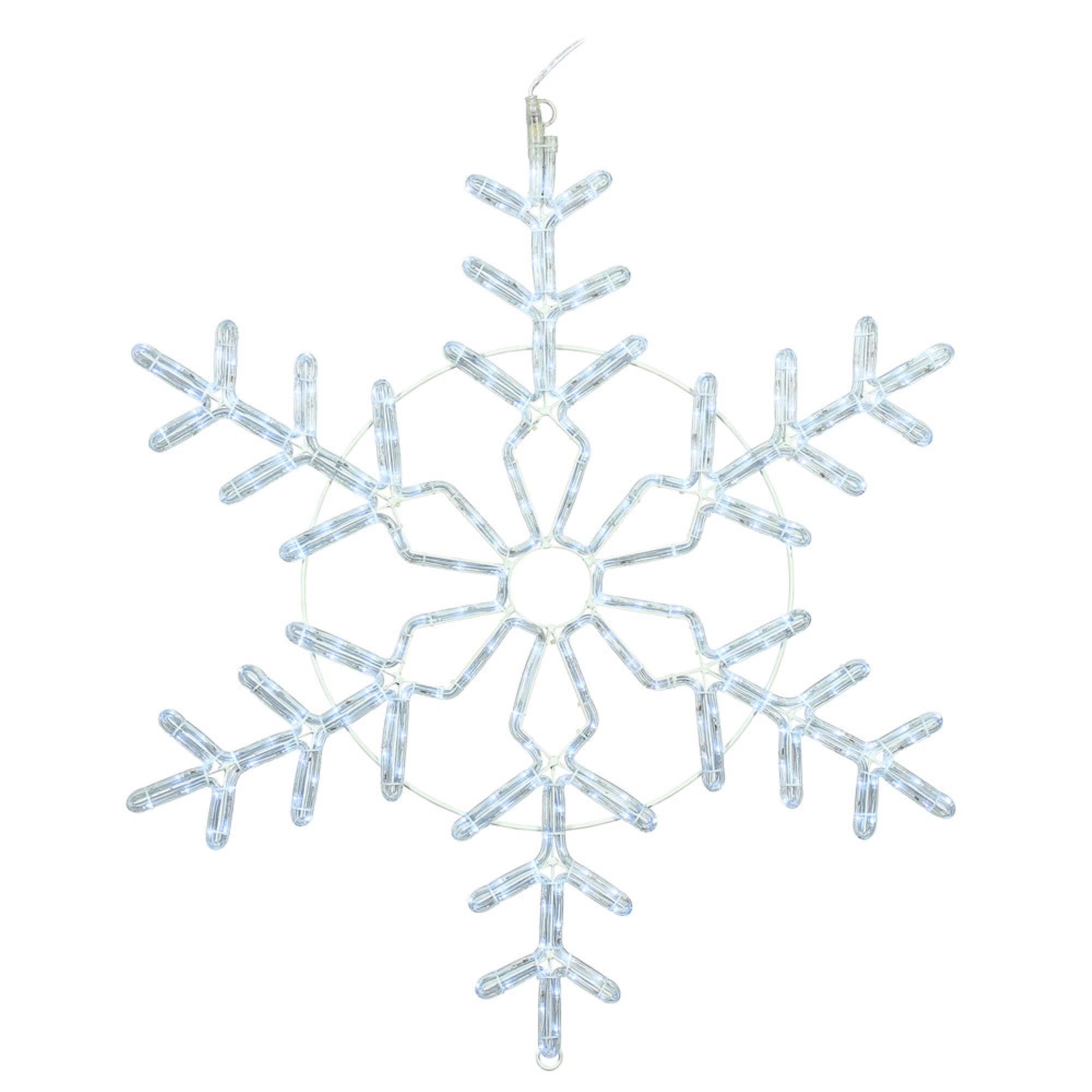 36” PureWht LED Twinkle Forked Snowflake