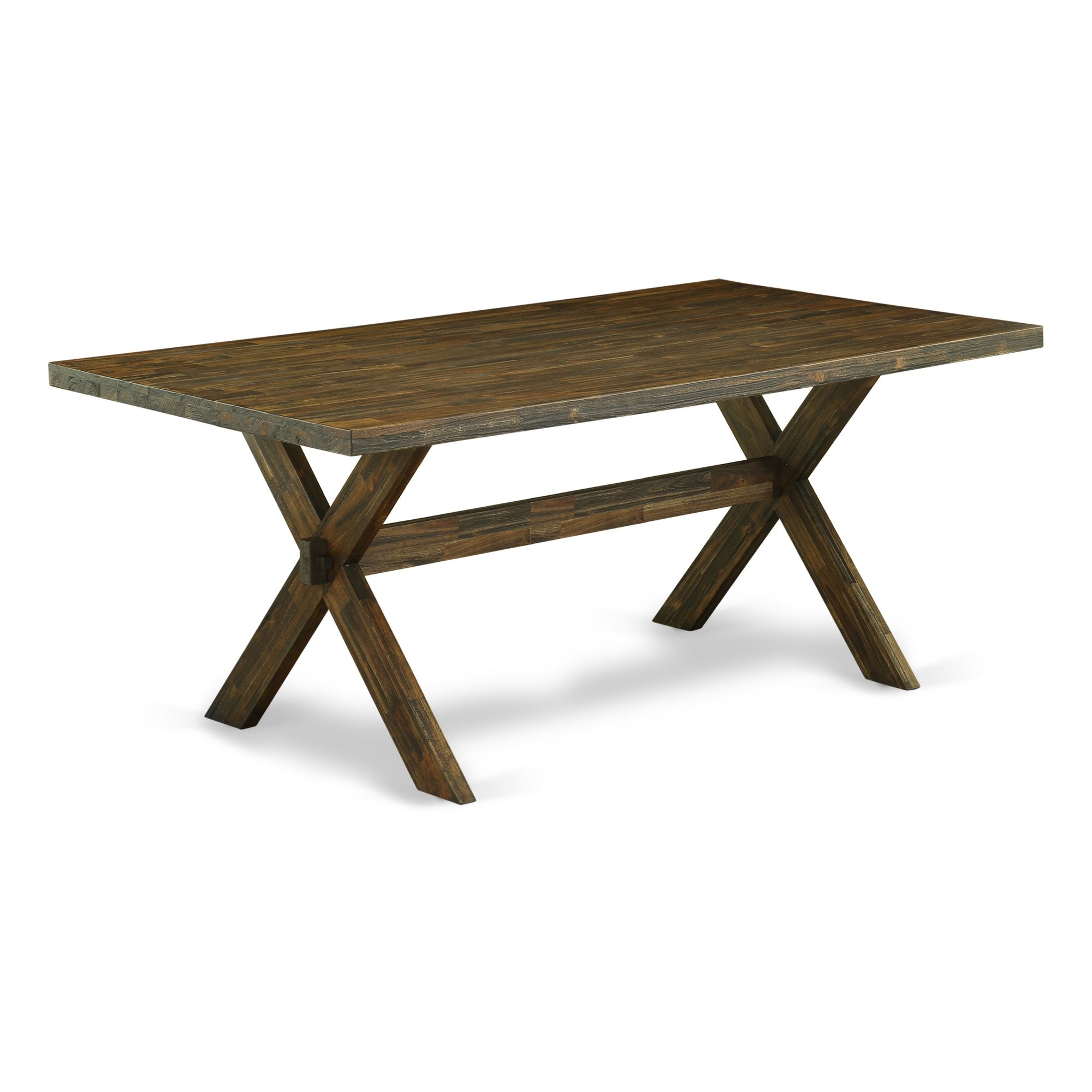 East West Furniture X2-777 3 Piece Dining Room Set - 1 Distressed Jacobean Small Kitchen Table And 2 Dining Bench - Reliable And Sturdy Constructed - Distressed Jacobean Finish