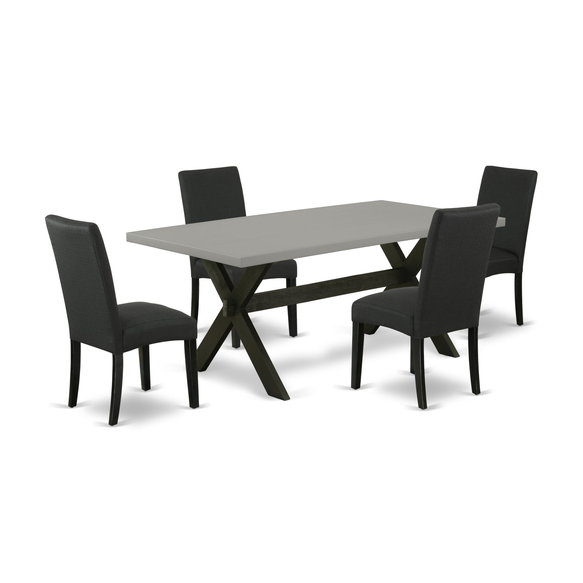 East West Furniture X697Dr124-5 - 5-Piece Dinette Set - 4 Parson Dining Chairs And Dining Table Solid Wood Structure