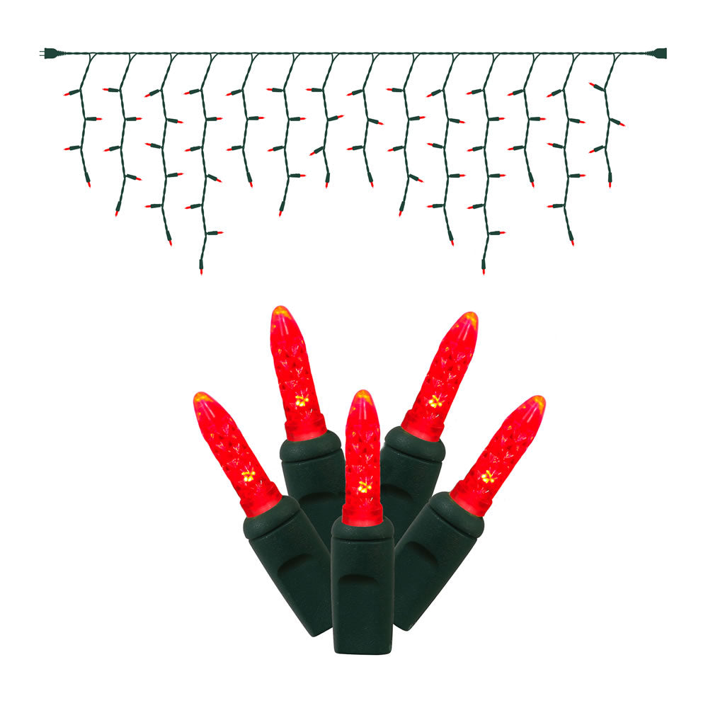 Vickerman 70Lt LED Red/GW M5 Icicle EC Set 9'L - X6G3103