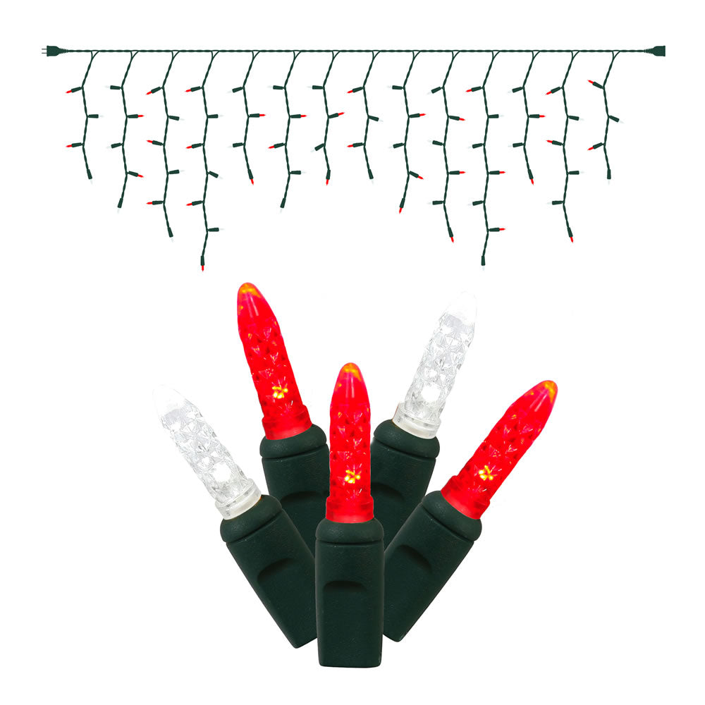 Vickerman 70Lt LED Red-PureWht/GW M5 Icicle EC Set - X6G3113
