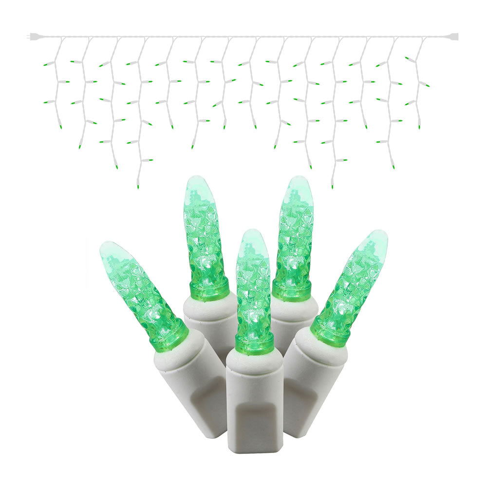 Vickerman 70Lt LED Green/WW M5 Icicle Set 9'L - X6W3104
