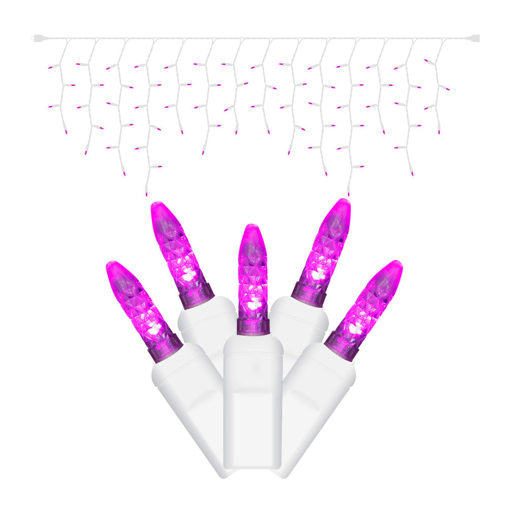 Vickerman 70Lt LED Purple/Ww M5 Icicle EC Set 9'L - X6W3106