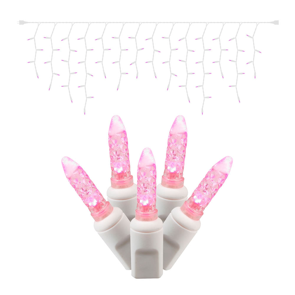 Vickerman 70Lt LED Pink/Ww M5 Icicle EC Set 9'L - X6W3110