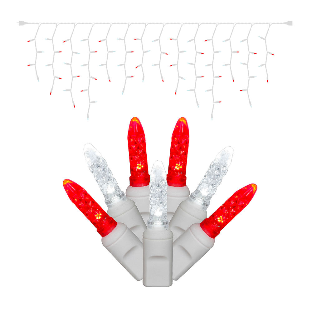 Vickerman 70Lt LED Red-PWht/WW M5 Icicle EC Set 9' - X6W3113