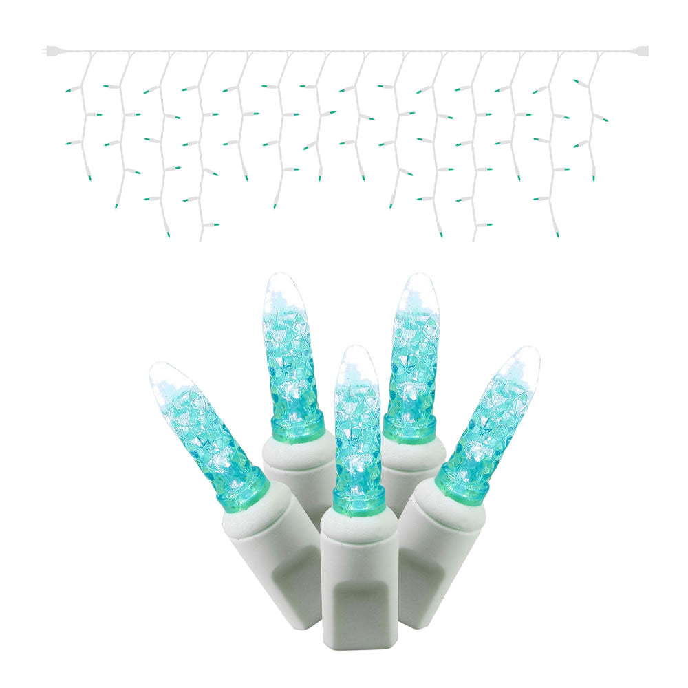Vickerman 70Lt LED Teal/Ww M5 Icicle EC Set 9'L - X6W3132