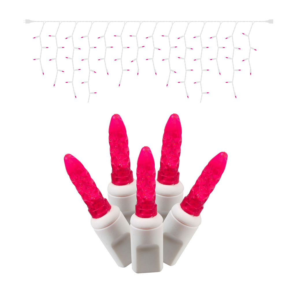 Vickerman 70Lt LED Magenta/Ww M5 Icicle Set 9'L - X6W3135