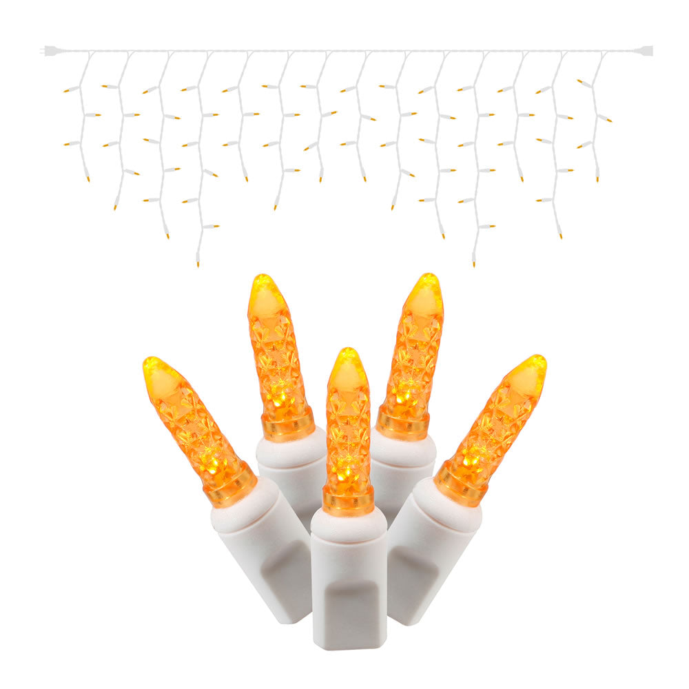 Vickerman 70Lt LED Orange/WW M5 Twinkle Icicle 9'L - X6W3208T