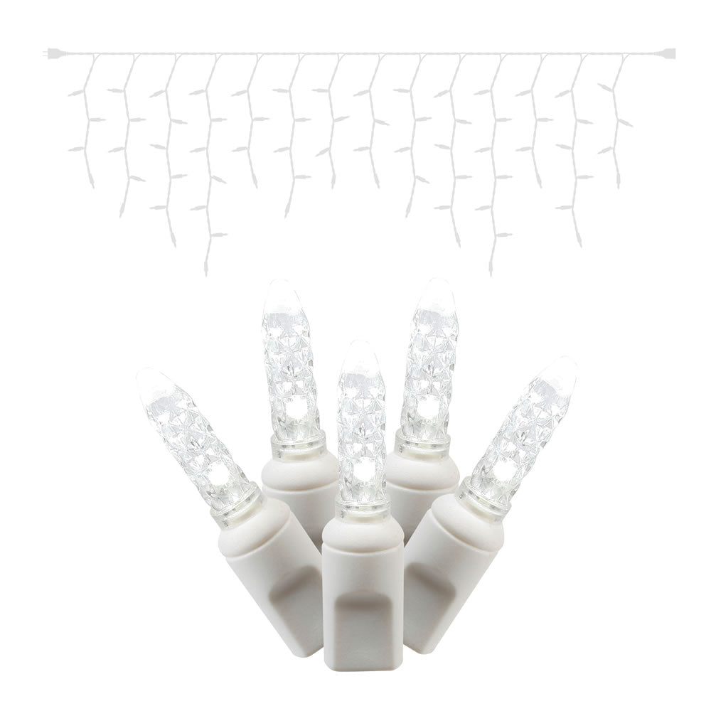 Vickerman 70Lt LED PureWt/WW M5 Twinkle Icicle 9'L - X6W3209T