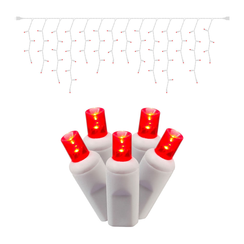 Vickerman 70Lt LED Red/WW WideAngle Icicle EC 9' - X6W3303CSA