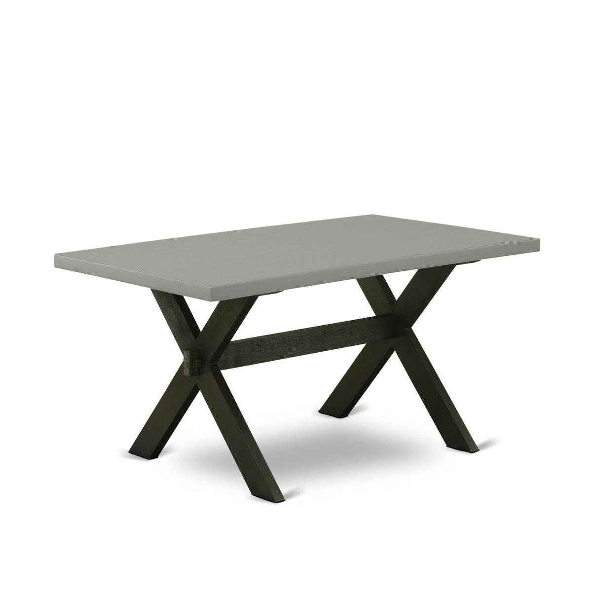 X797Si737-6 Ergode 6-Piece Dinette Table Set - Mid-Century Dining Chairs, Asian Wood, Cement Top, Distressed Jacobean Base, Wooden Bench