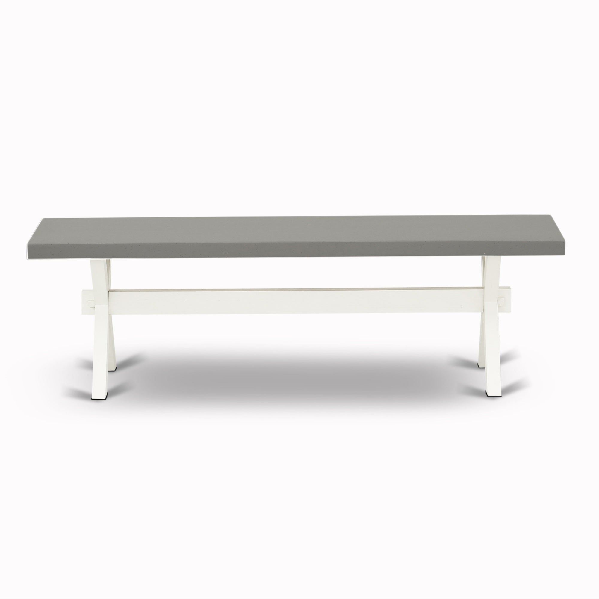 X-Style 15X72 In Dining Bench With Wirebrushed Linen White Leg And Distressed Jacobean 418 Top Finish