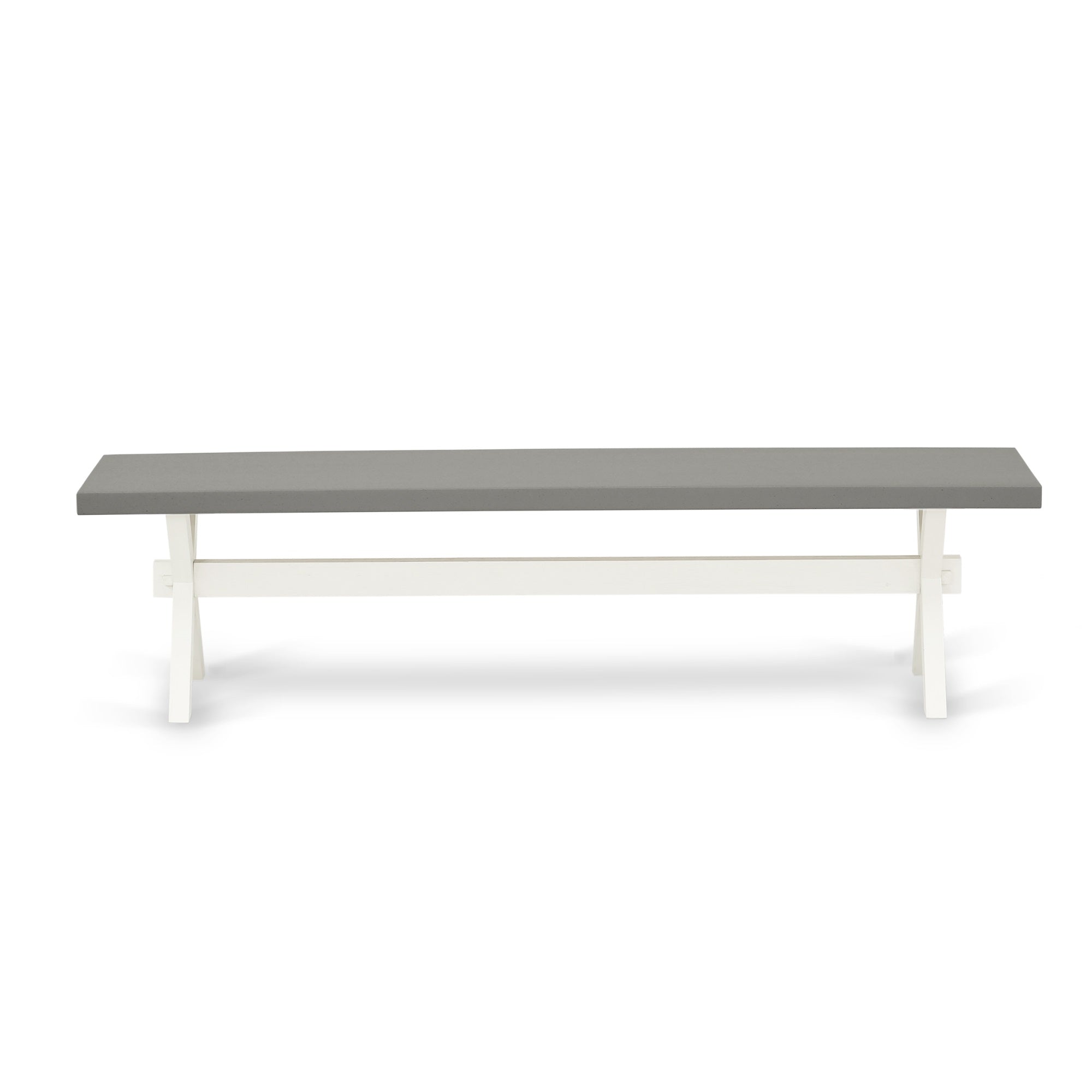 X-Style 15X60 In Dining Bench With Wirebrushed Linen White Leg And Cement Top Finish