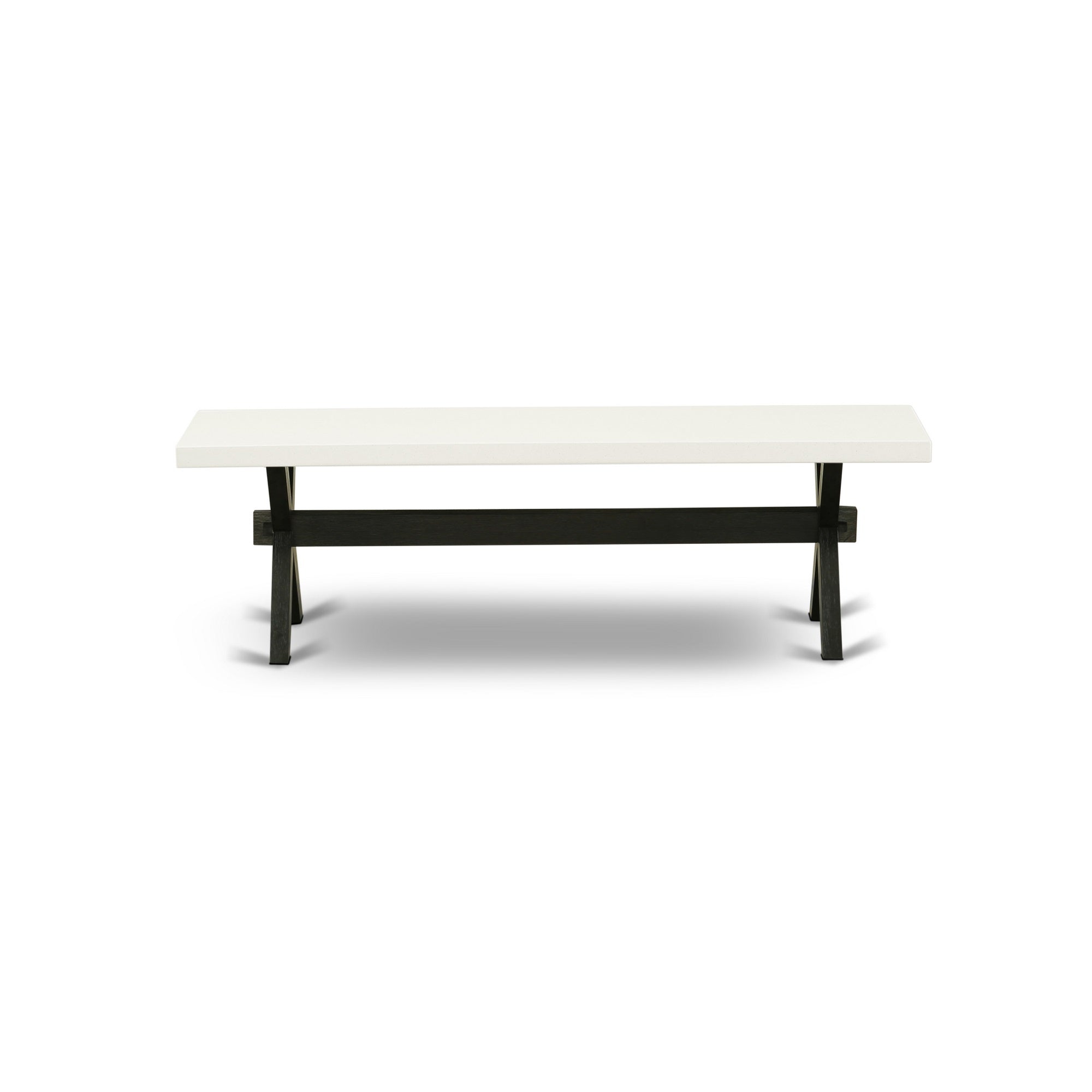 X-Style 15X72 In Dining Bench With Wirebrushed Linen White Leg And Cement Top Finish