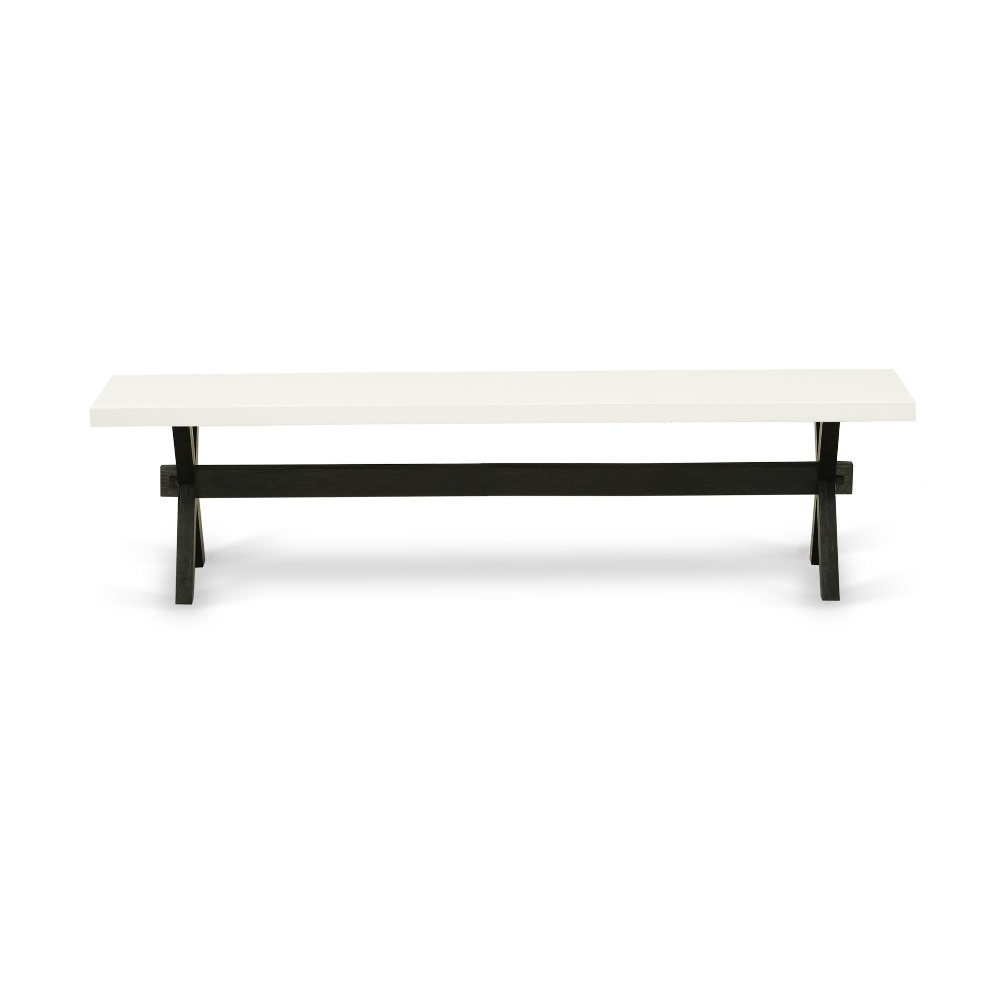 X-Style 15X60 In Dining Bench With Wirebrushed Black Leg And Linen White Top Finish
