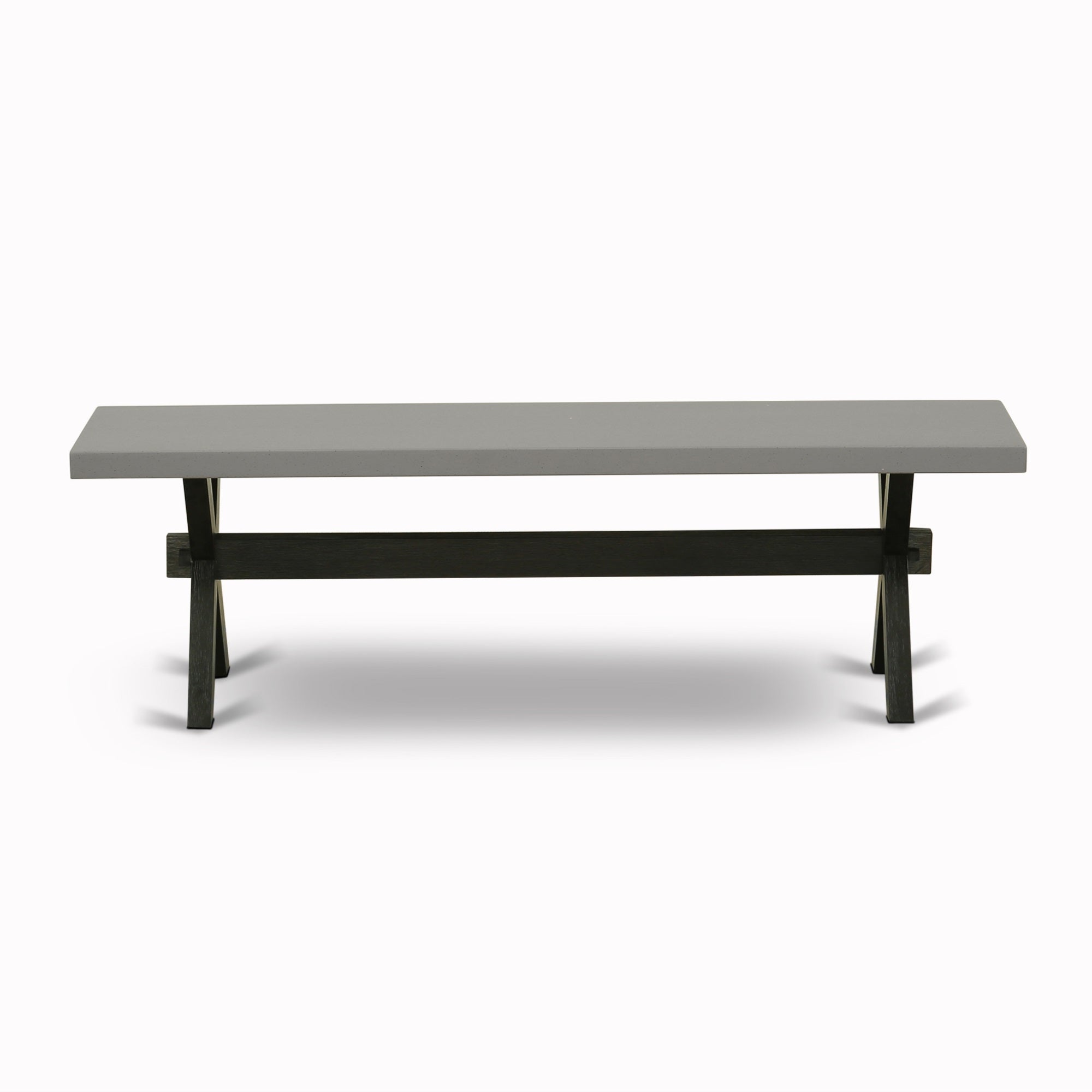 X-Style 15X72 In Dining Bench With Wirebrushed Black Leg And Distressed Jacobean 418 Top Finish
